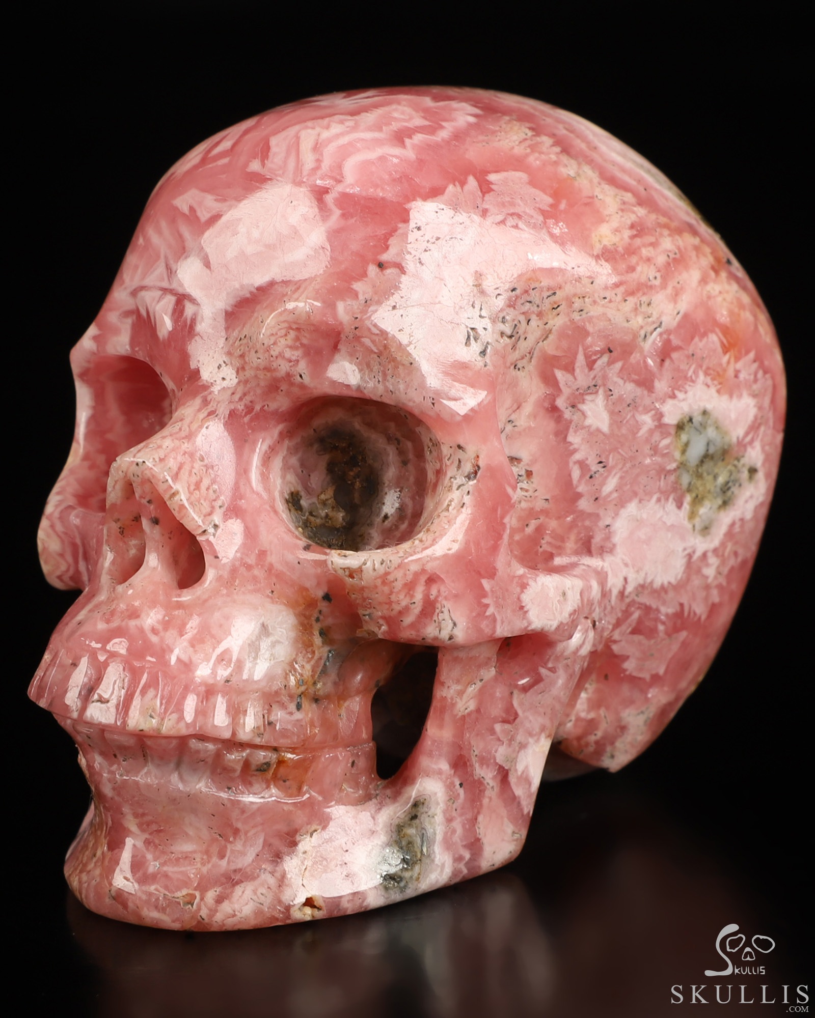 3.1" Rhodochrosite Hand Carved Crystal Skull, Super Realistic, Crystal Healing 3.1" Rhodochrosite Hand Carved Crystal Skull, Super Realistic, Crystal Healing