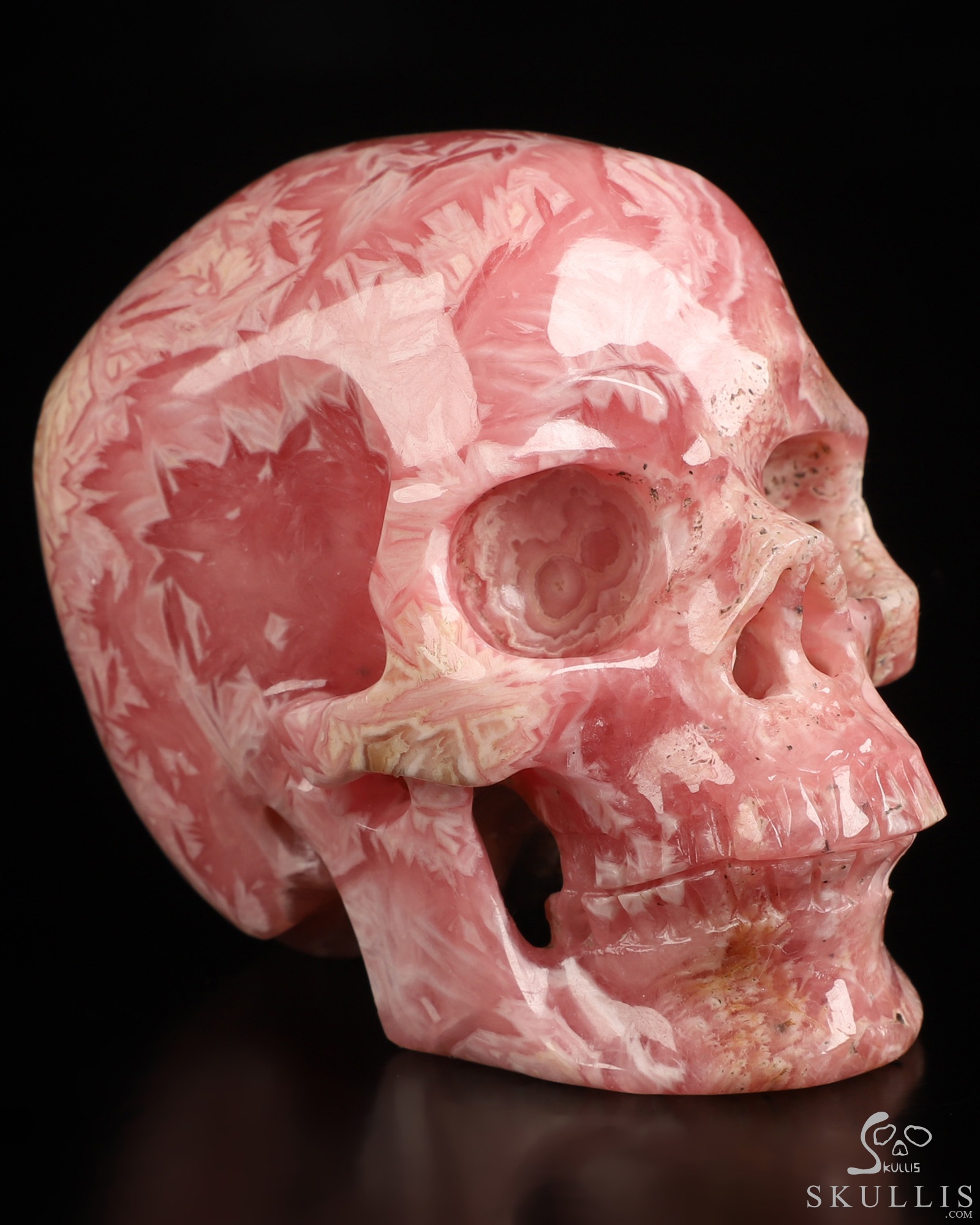 3.1" Rhodochrosite Hand Carved Crystal Skull, Super Realistic, Crystal Healing 3.1" Rhodochrosite Hand Carved Crystal Skull, Super Realistic, Crystal Healing