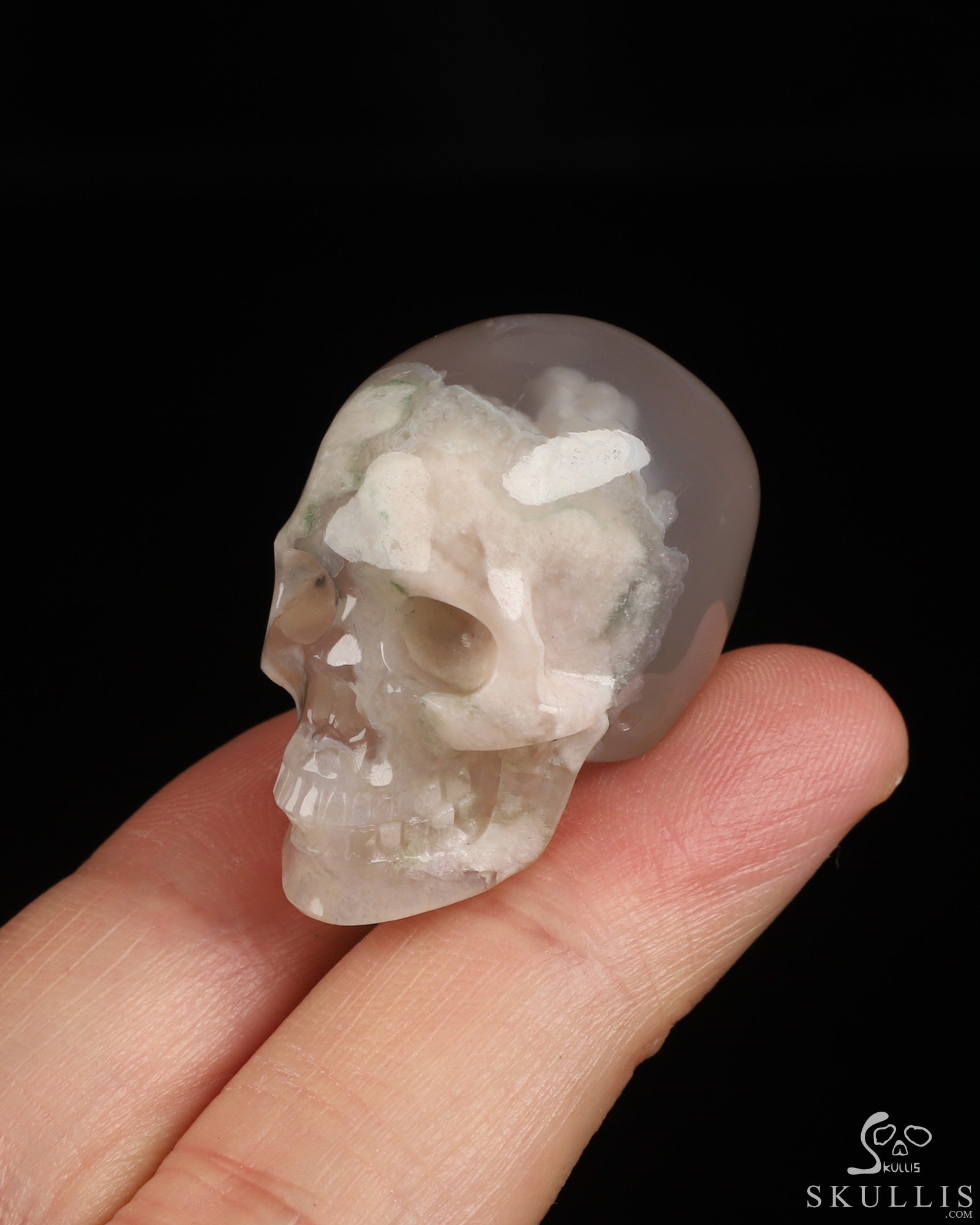 1.4" Sakura Agate Hand Carved Crystal Skull, Super Realistic, Crystal Healing 1.4" Sakura Agate Hand Carved Crystal Skull, Super Realistic, Crystal Healing