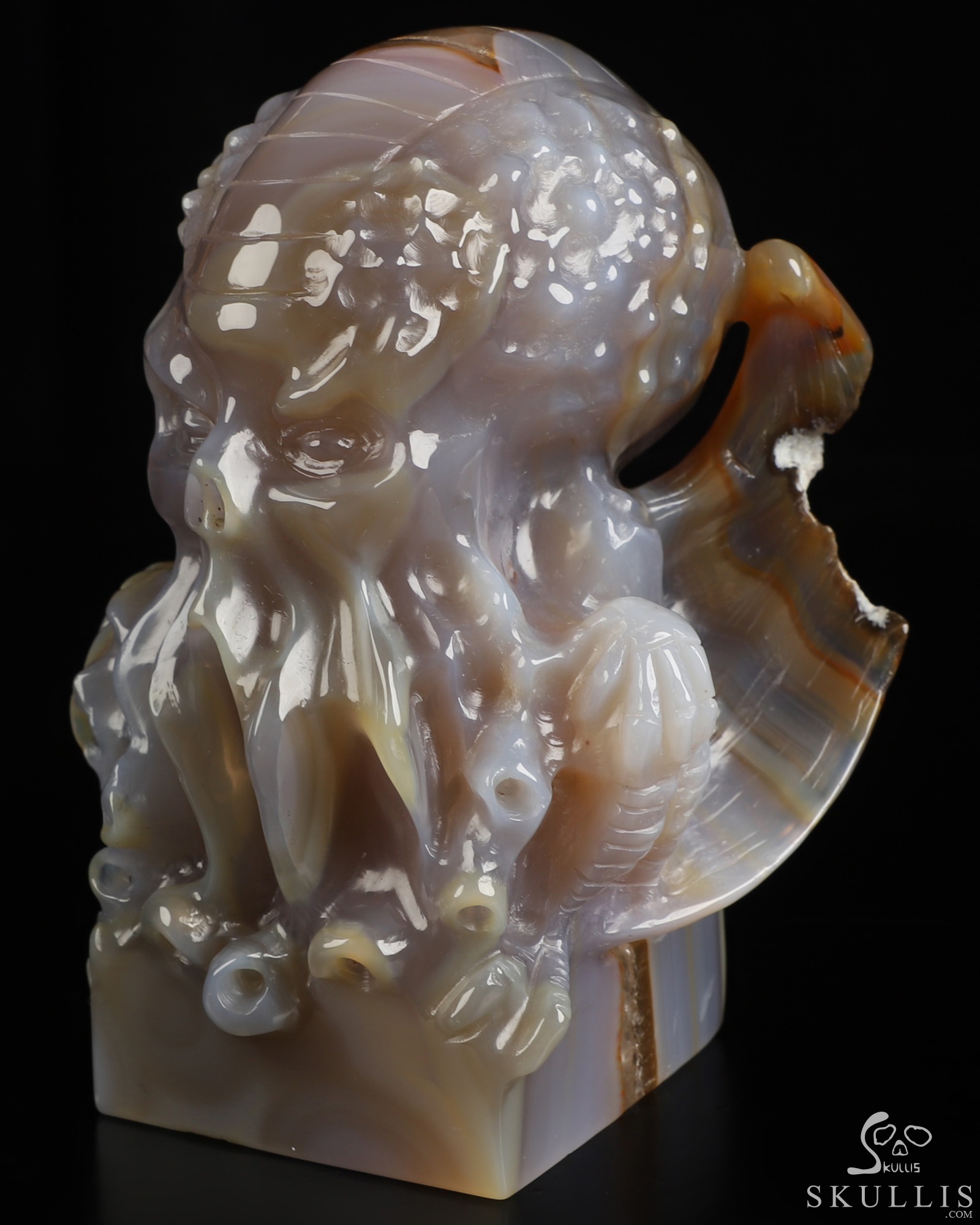 4.9" Premium Brazilian Agate Hand Carved Crystal Cthulhu Sculpture, Crystal Healing 4.9" Premium Brazilian Agate Hand Carved Crystal Cthulhu Sculpture, Crystal Healing