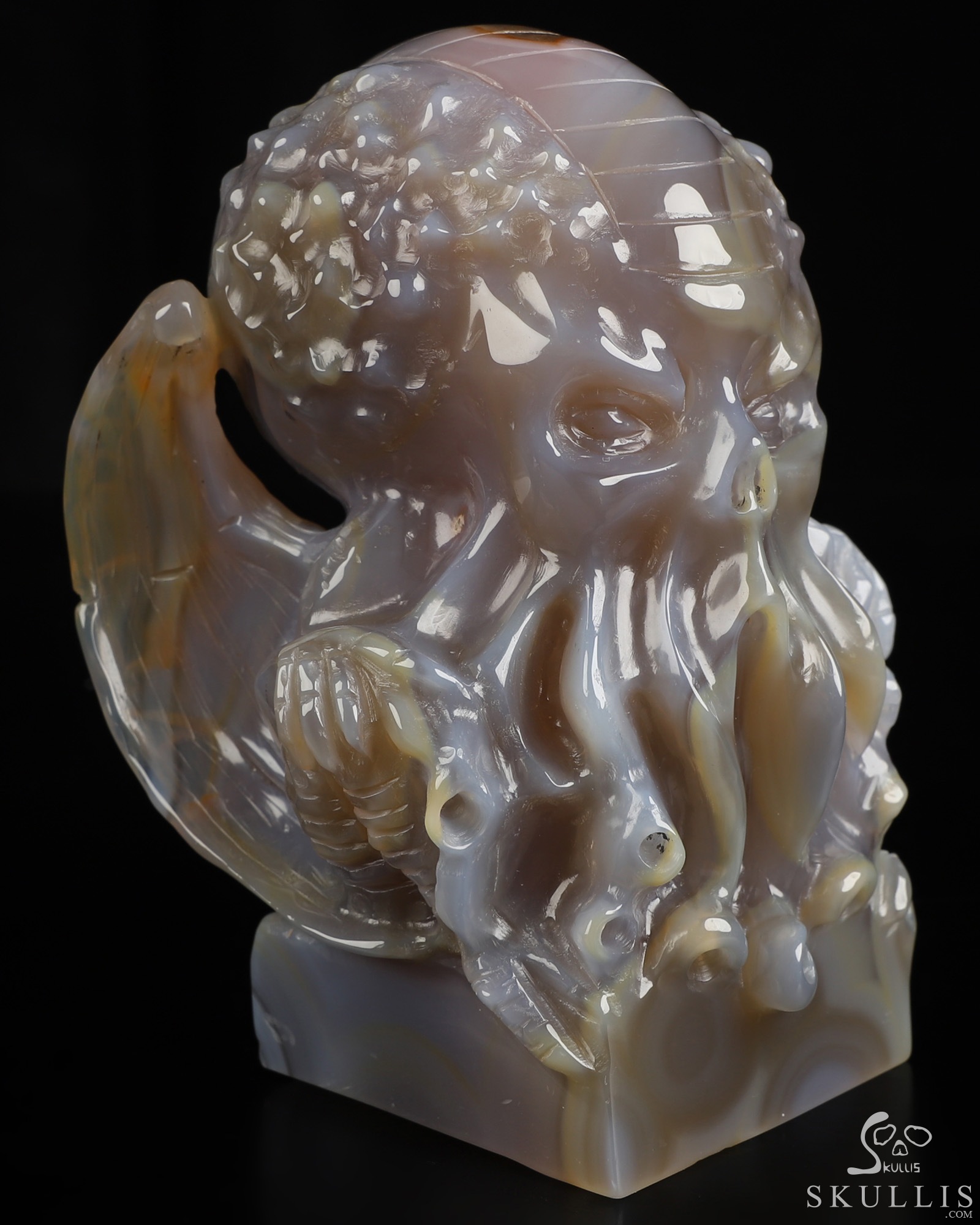 4.9" Premium Brazilian Agate Hand Carved Crystal Cthulhu Sculpture, Crystal Healing 4.9" Premium Brazilian Agate Hand Carved Crystal Cthulhu Sculpture, Crystal Healing