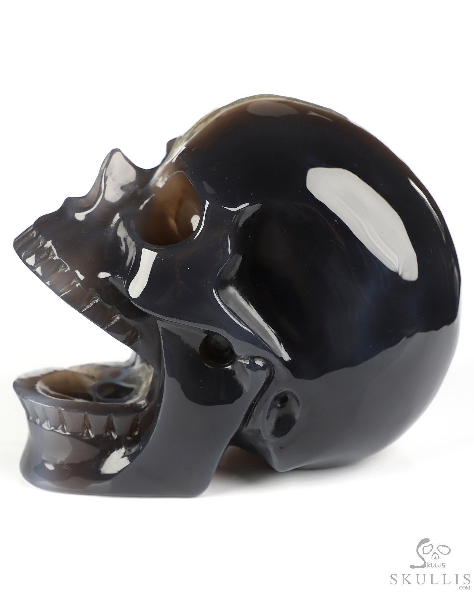 5.2" Agate Geode Hand Carved Laughing Crystal Skull Sculpture, Crystal Healing 5.2" Agate Geode Hand Carved Laughing Crystal Skull Sculpture, Crystal Healing