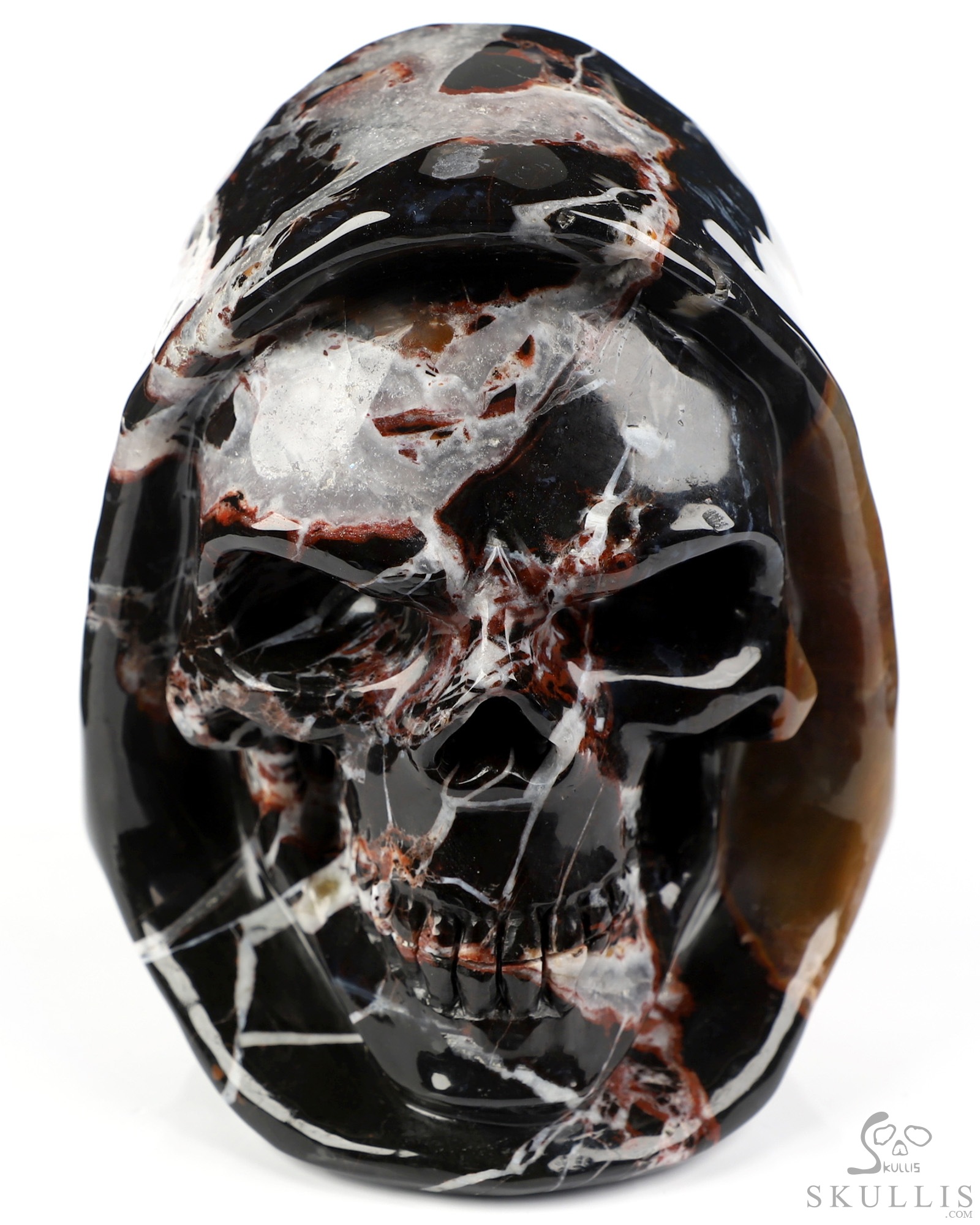 5.5" Black Zebra Agate Hand Carved Death Crystal Skull Sculpture, Crystal Healing 5.5" Black Zebra Agate Hand Carved Death Crystal Skull Sculpture, Crystal Healing