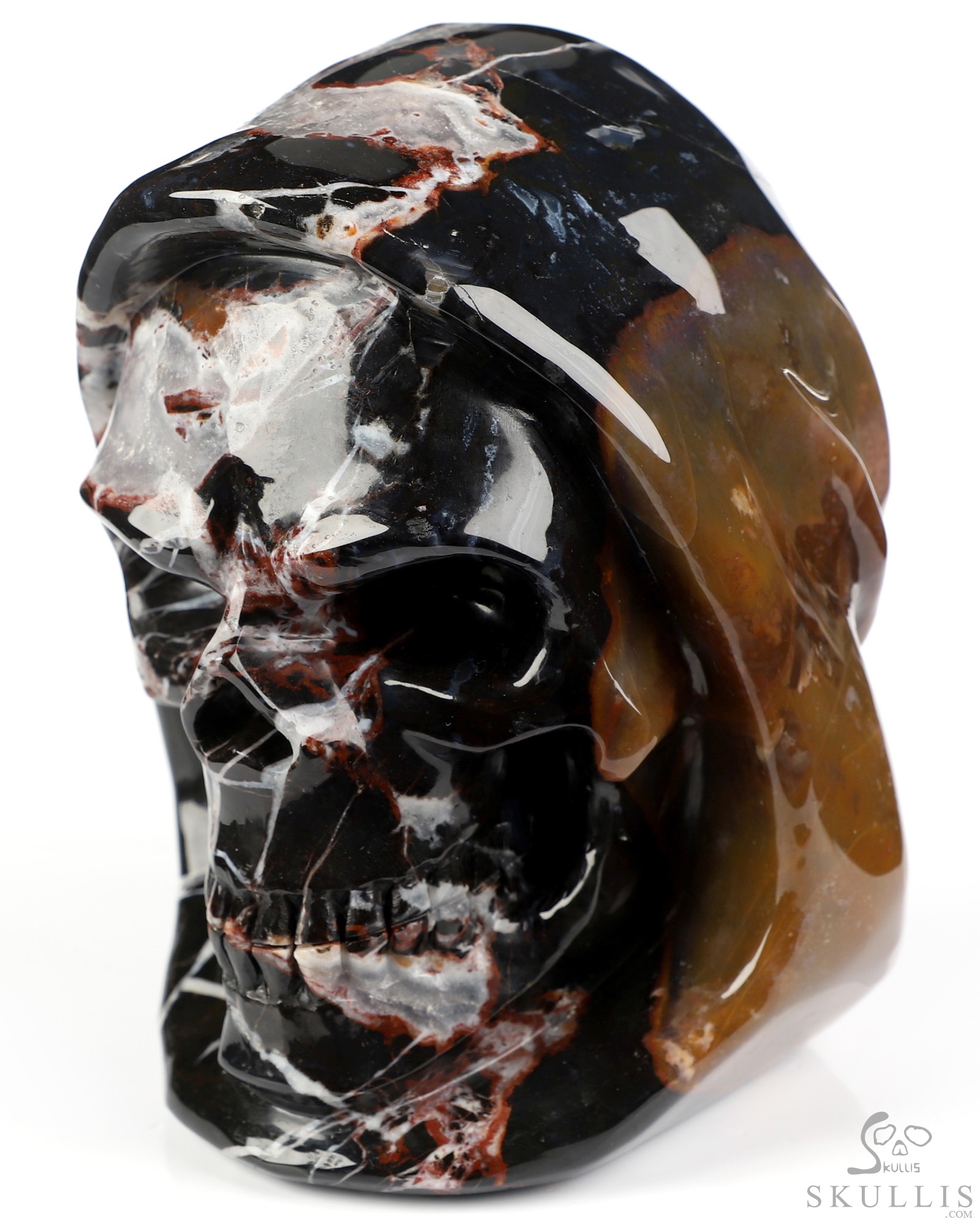 5.5" Black Zebra Agate Hand Carved Death Crystal Skull Sculpture, Crystal Healing 5.5" Black Zebra Agate Hand Carved Death Crystal Skull Sculpture, Crystal Healing