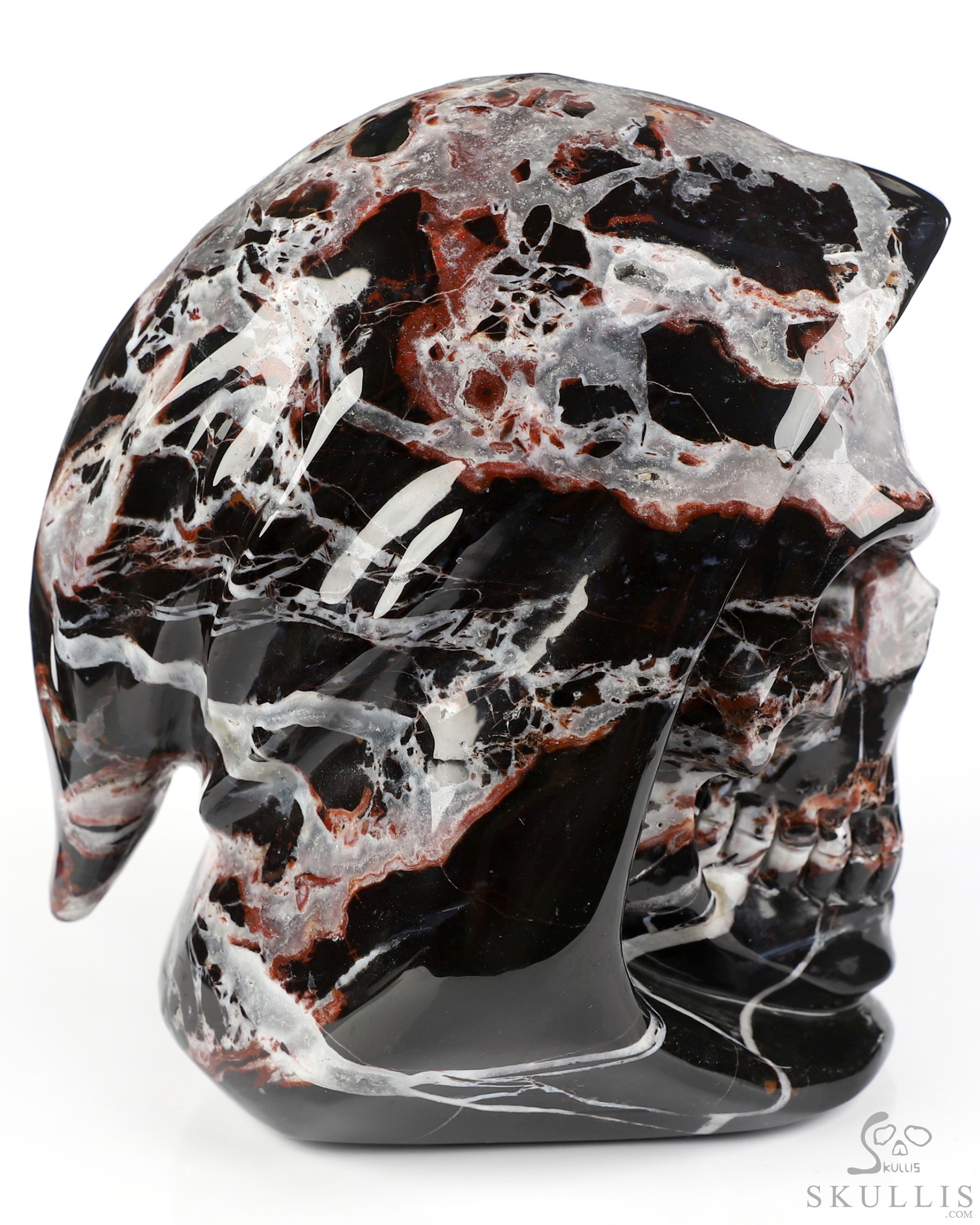 5.5" Black Zebra Agate Hand Carved Death Crystal Skull Sculpture, Crystal Healing 5.5" Black Zebra Agate Hand Carved Death Crystal Skull Sculpture, Crystal Healing