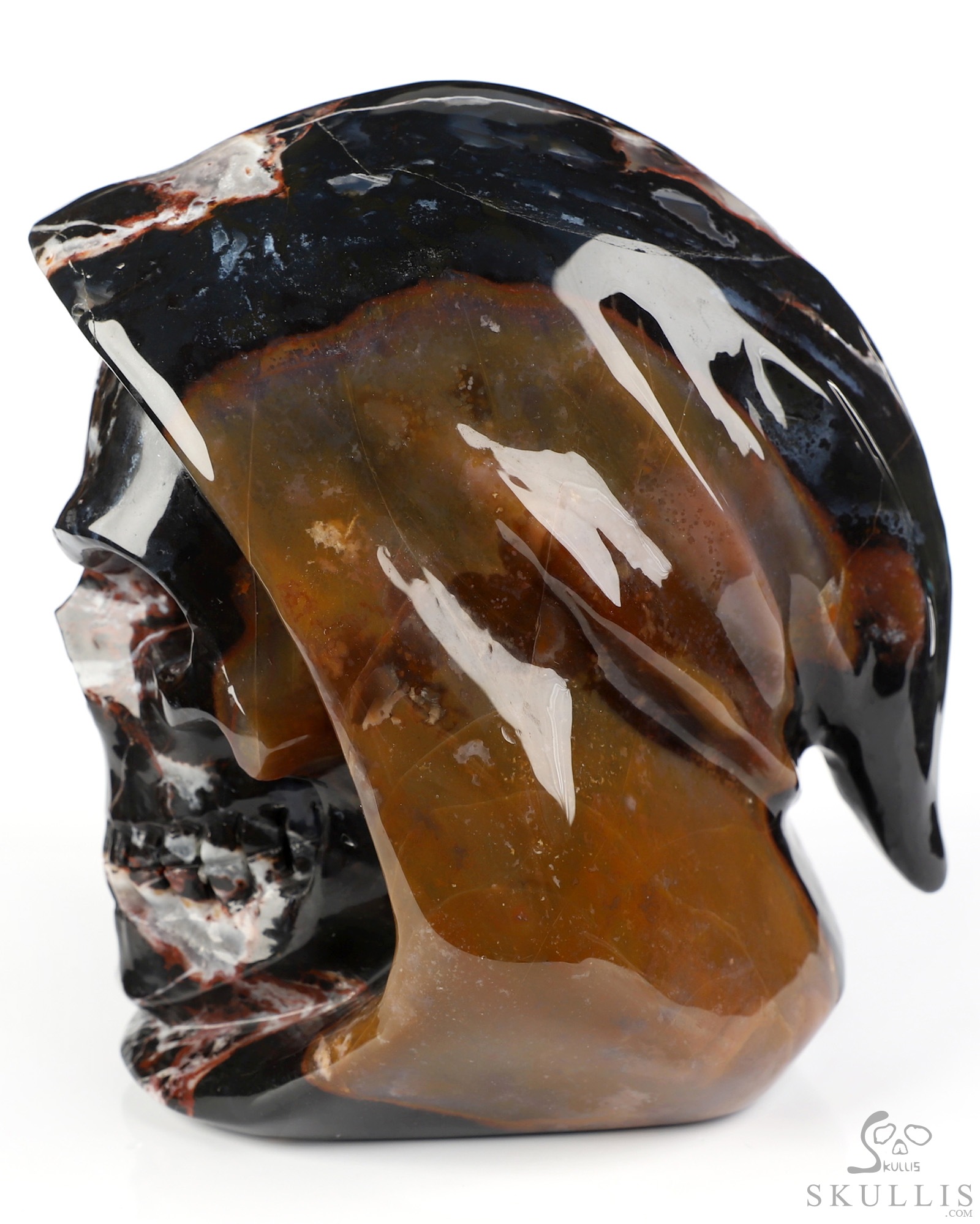 5.5" Black Zebra Agate Hand Carved Death Crystal Skull Sculpture, Crystal Healing 5.5" Black Zebra Agate Hand Carved Death Crystal Skull Sculpture, Crystal Healing
