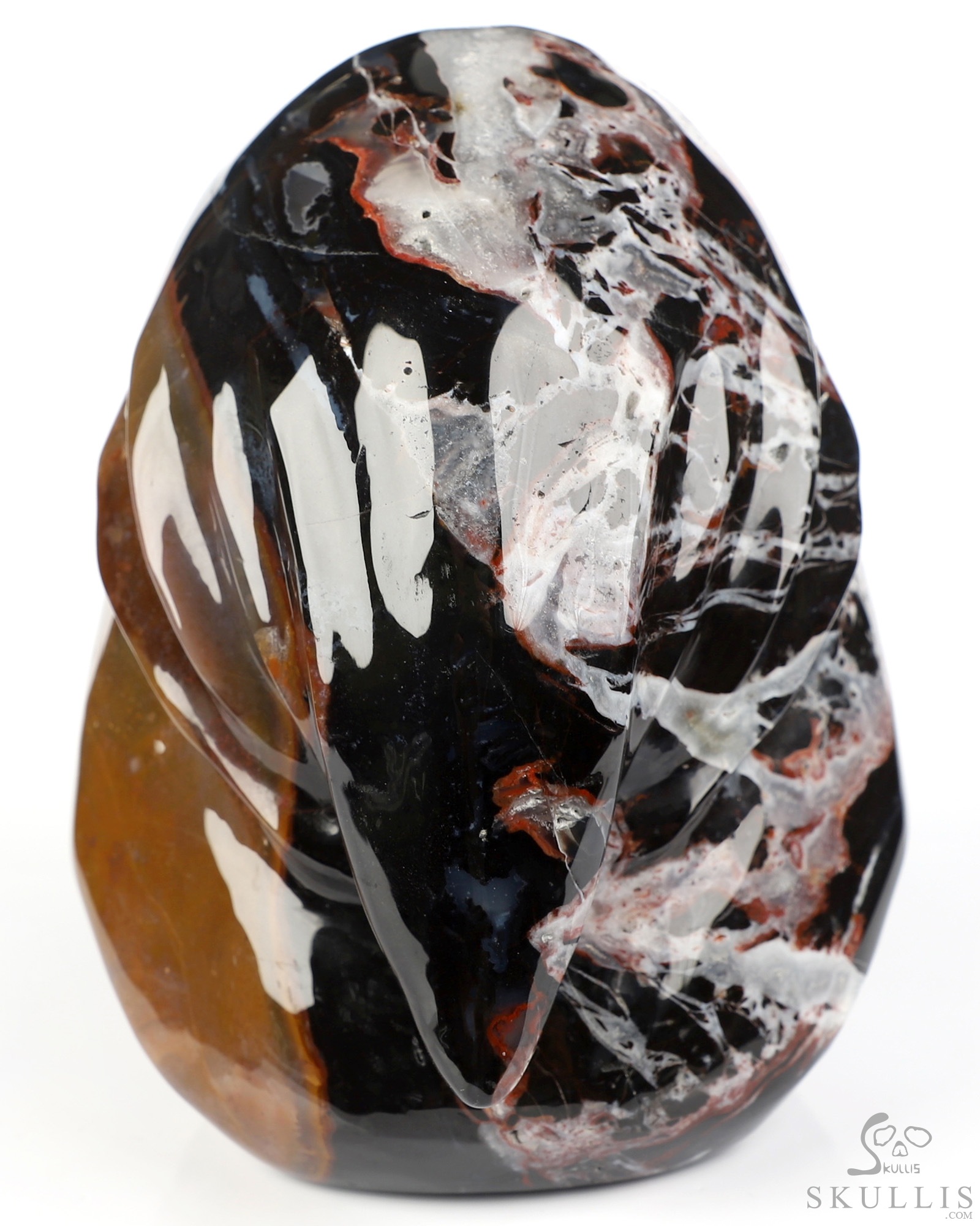 5.5" Black Zebra Agate Hand Carved Death Crystal Skull Sculpture, Crystal Healing 5.5" Black Zebra Agate Hand Carved Death Crystal Skull Sculpture, Crystal Healing