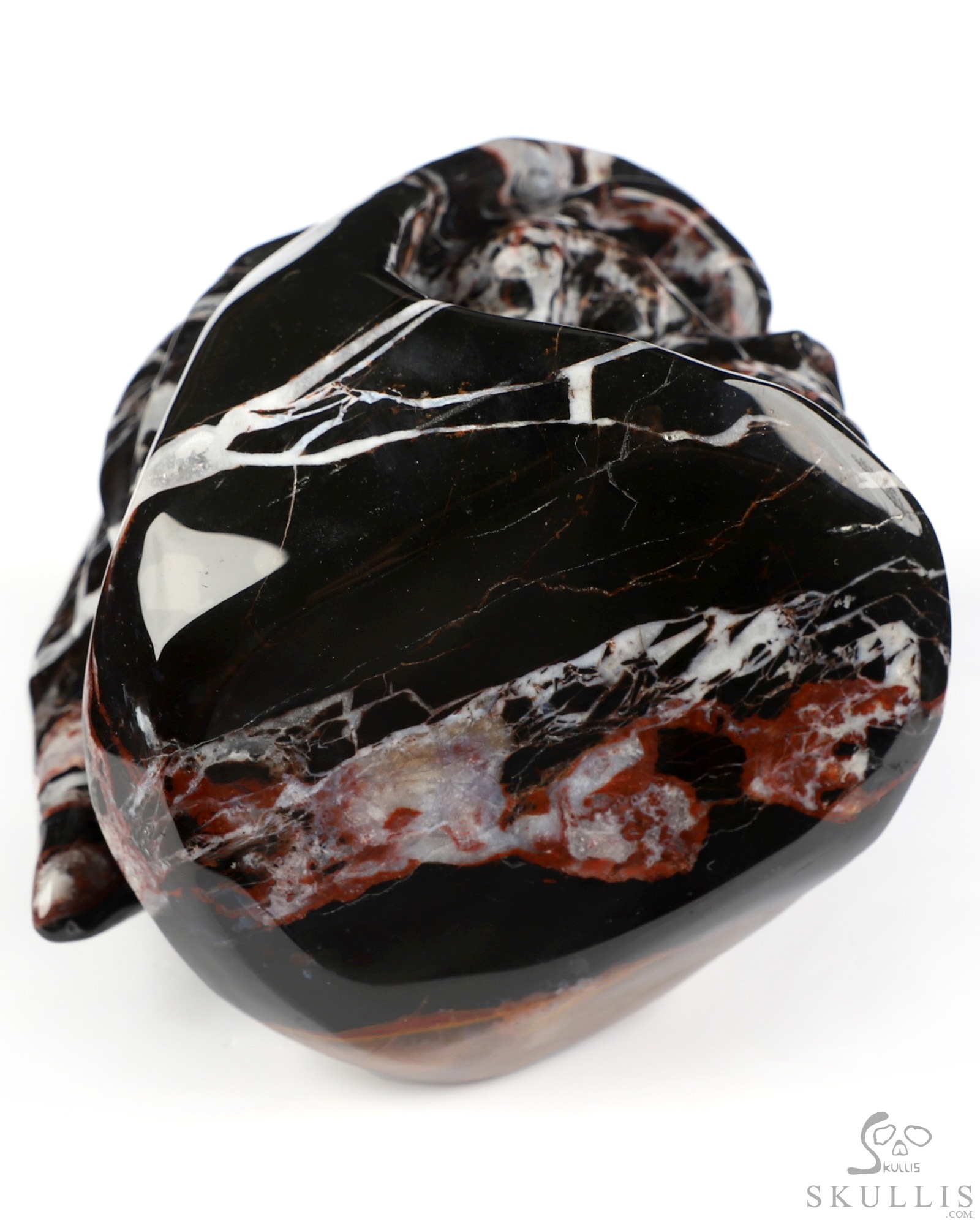 5.5" Black Zebra Agate Hand Carved Death Crystal Skull Sculpture, Crystal Healing 5.5" Black Zebra Agate Hand Carved Death Crystal Skull Sculpture, Crystal Healing