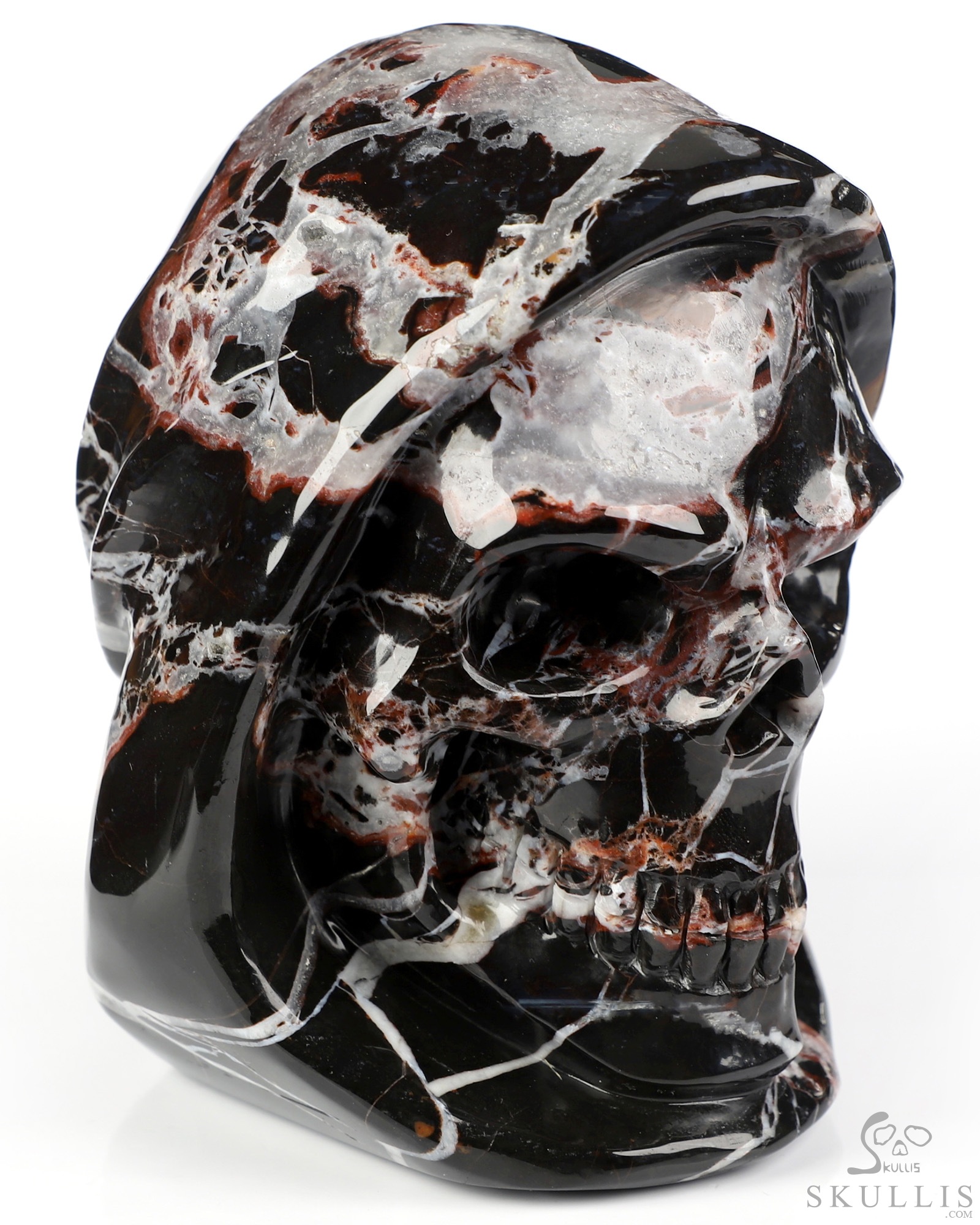 5.5" Black Zebra Agate Hand Carved Death Crystal Skull Sculpture, Crystal Healing 5.5" Black Zebra Agate Hand Carved Death Crystal Skull Sculpture, Crystal Healing