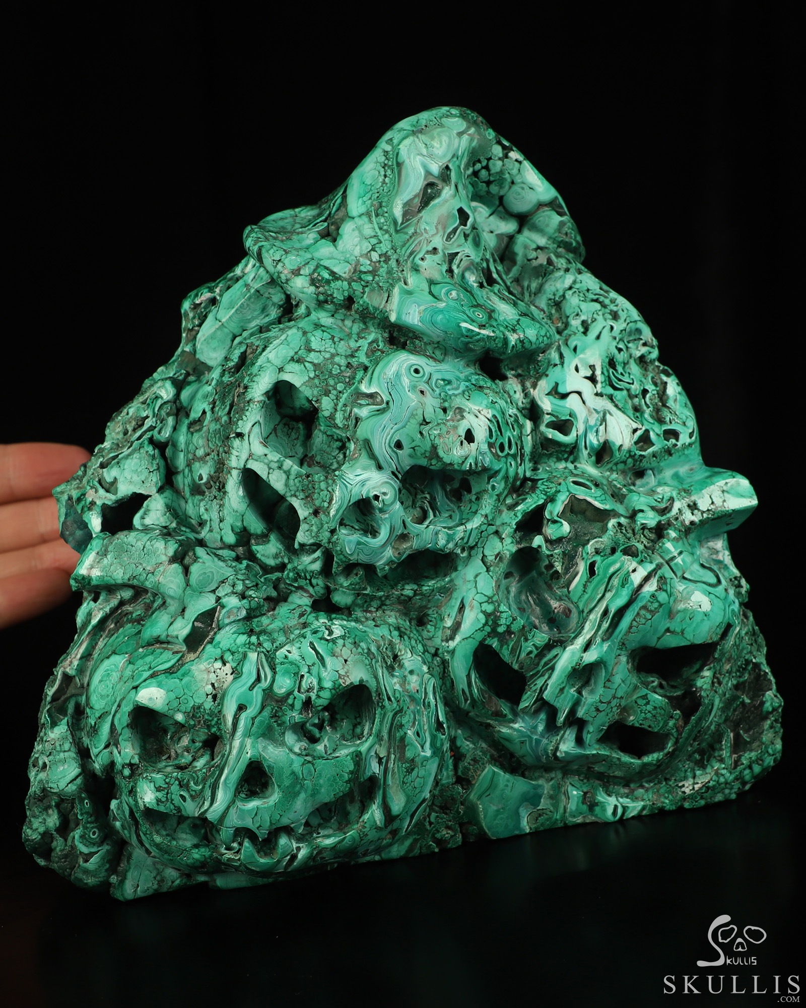 Gemstone 7.2" Malachite Hand Carved Pumpkin Crystal Skulls Fine Art Sculpture, Crystal Healing Gemstone 7.2" Malachite Hand Carved Pumpkin Crystal Skulls Fine Art Sculpture, Crystal Healing