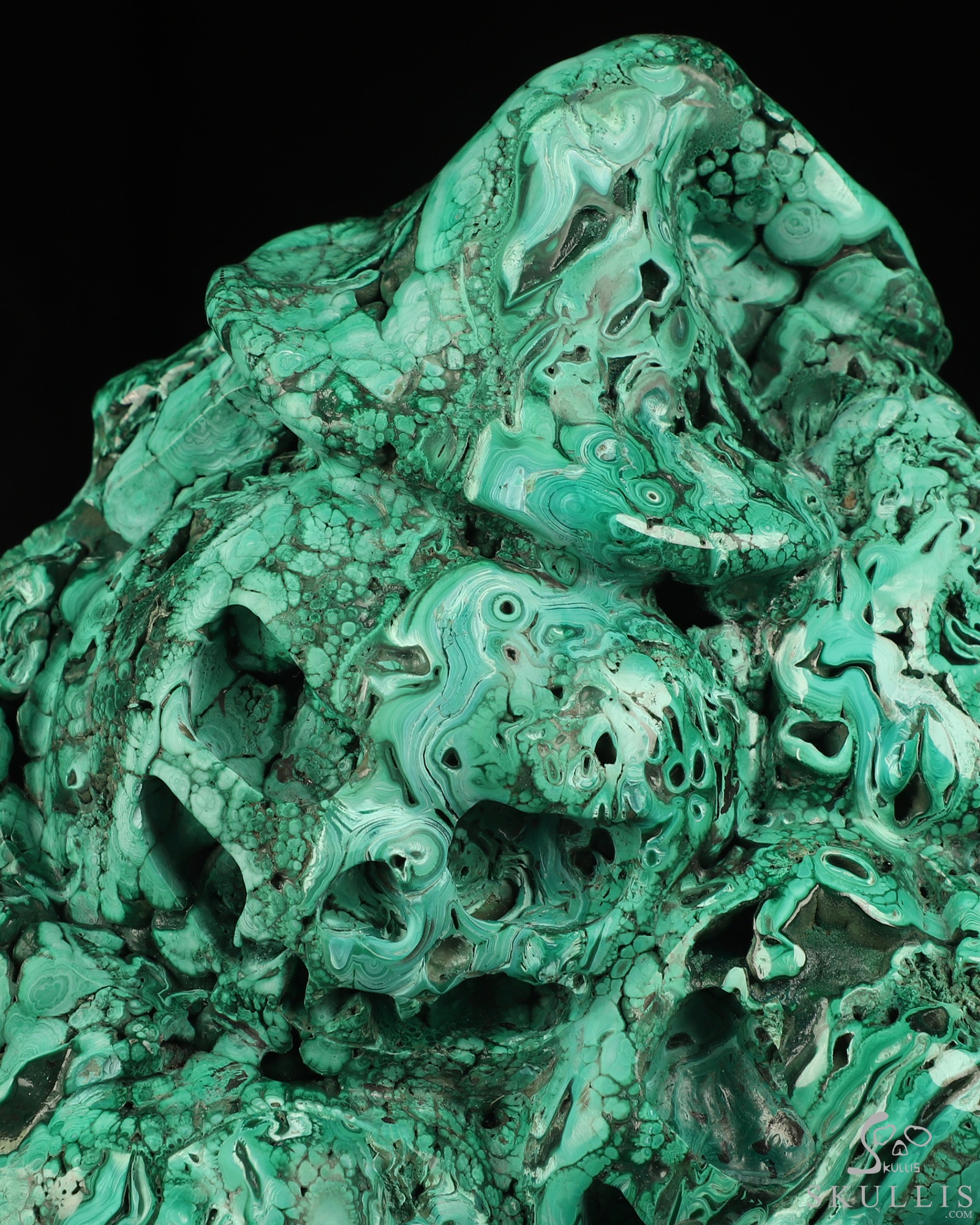 Gemstone 7.2" Malachite Hand Carved Pumpkin Crystal Skulls Fine Art Sculpture, Crystal Healing Gemstone 7.2" Malachite Hand Carved Pumpkin Crystal Skulls Fine Art Sculpture, Crystal Healing