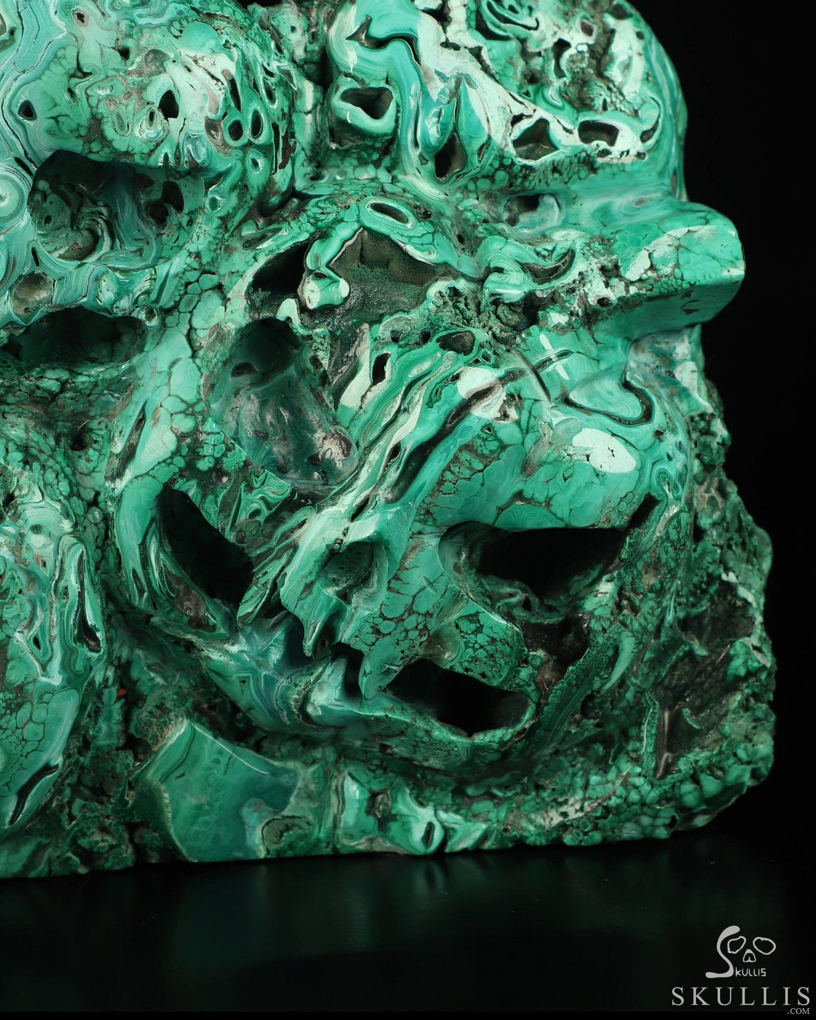 Gemstone 7.2" Malachite Hand Carved Pumpkin Crystal Skulls Fine Art Sculpture, Crystal Healing Gemstone 7.2" Malachite Hand Carved Pumpkin Crystal Skulls Fine Art Sculpture, Crystal Healing