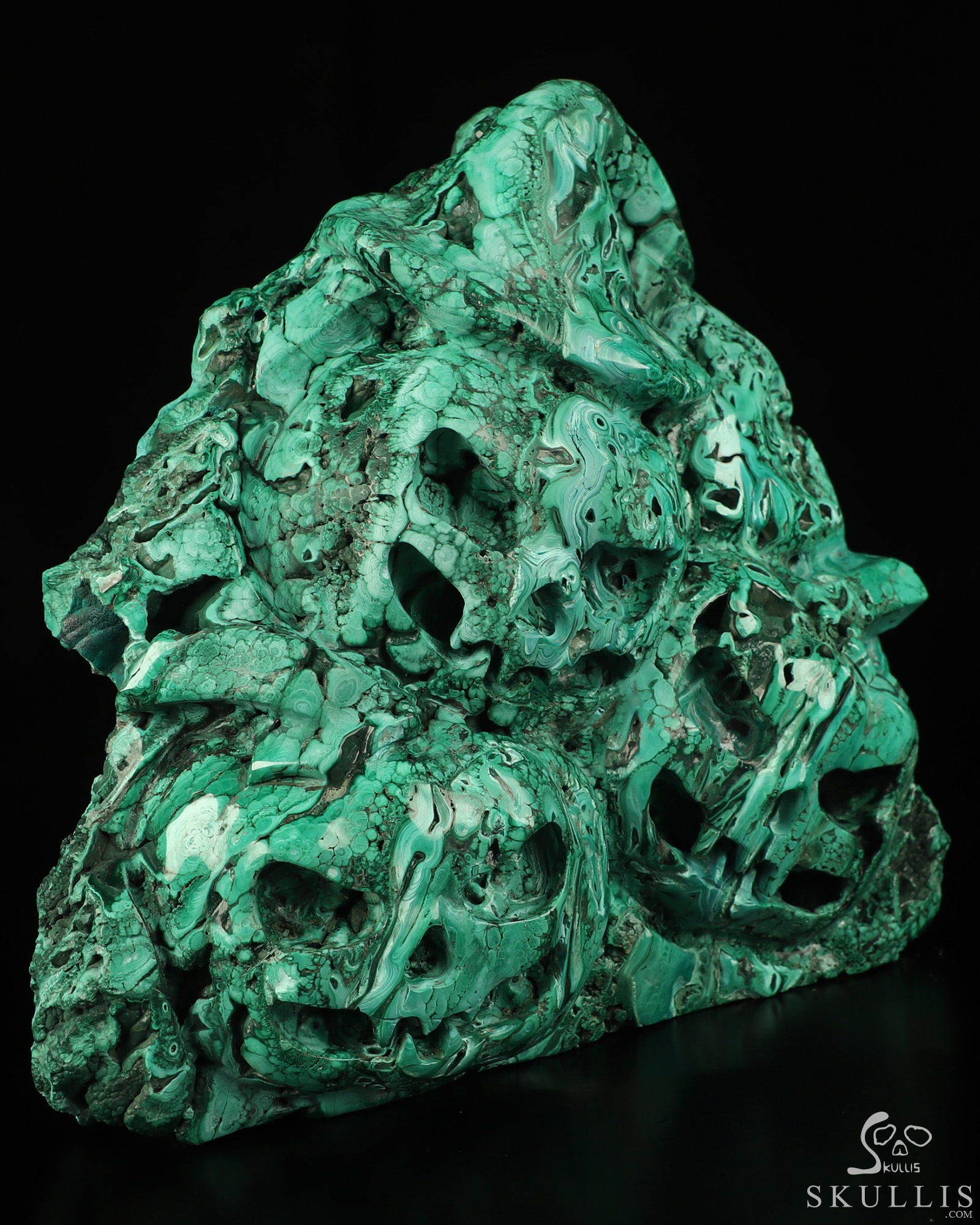 Gemstone 7.2" Malachite Hand Carved Pumpkin Crystal Skulls Fine Art Sculpture, Crystal Healing Gemstone 7.2" Malachite Hand Carved Pumpkin Crystal Skulls Fine Art Sculpture, Crystal Healing