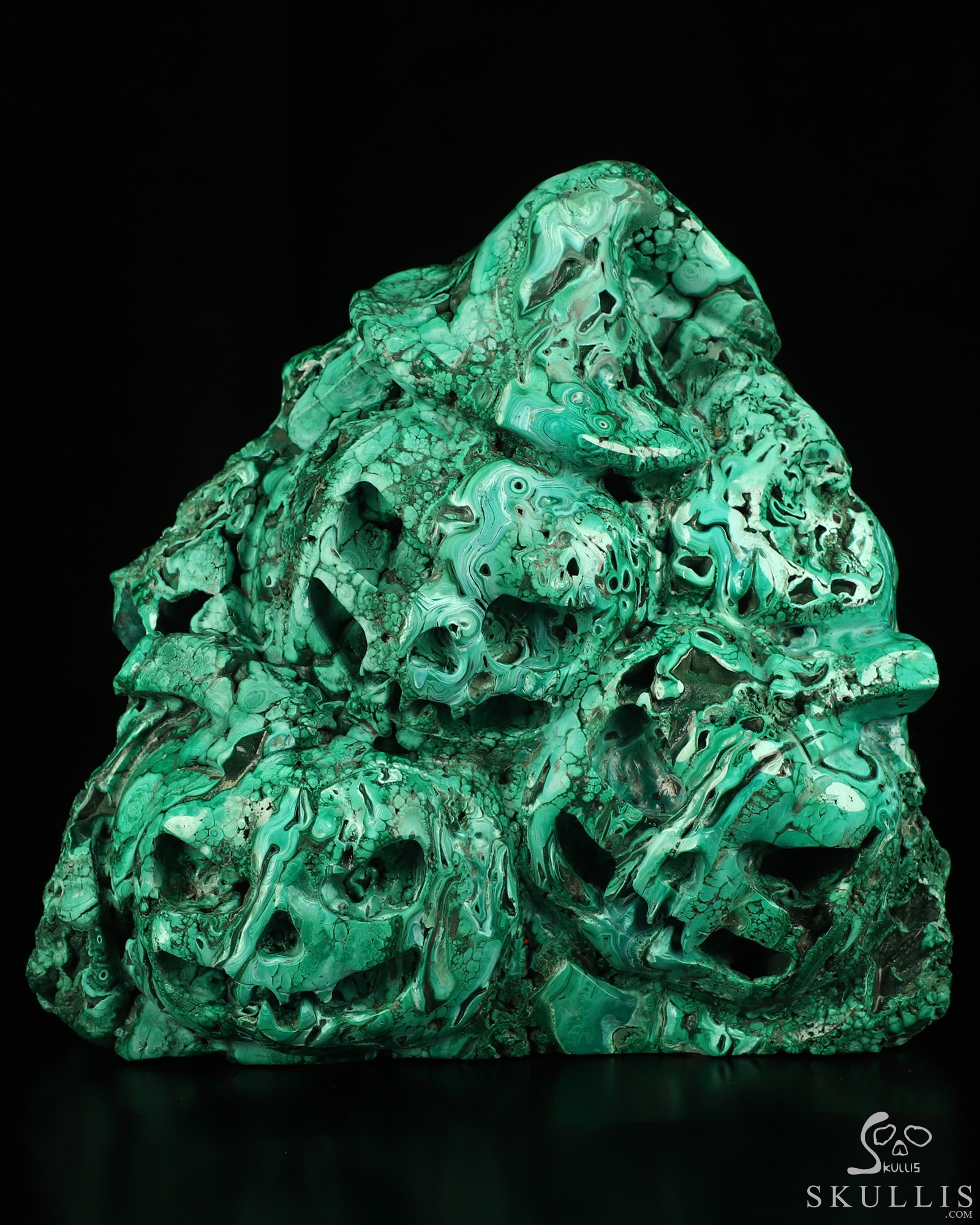 Gemstone 7.2" Malachite Hand Carved Pumpkin Crystal Skulls Fine Art Sculpture, Crystal Healing Gemstone 7.2" Malachite Hand Carved Pumpkin Crystal Skulls Fine Art Sculpture, Crystal Healing