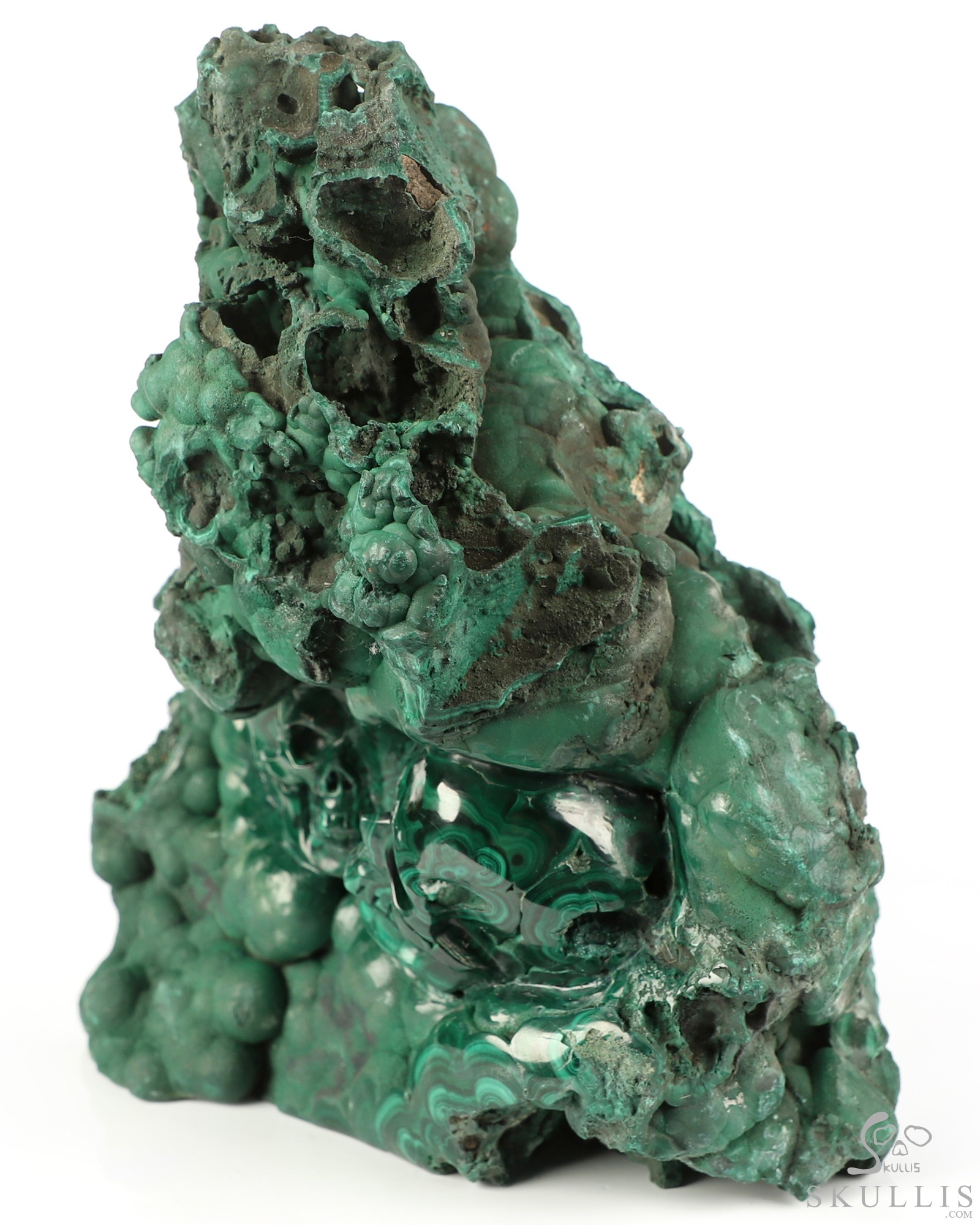 Gemstone 6.8" Malachite Hand Carved Crystal Skull Fine Art Sculpture, Crystal Healing Gemstone 6.8" Malachite Hand Carved Crystal Skull Fine Art Sculpture, Crystal Healing