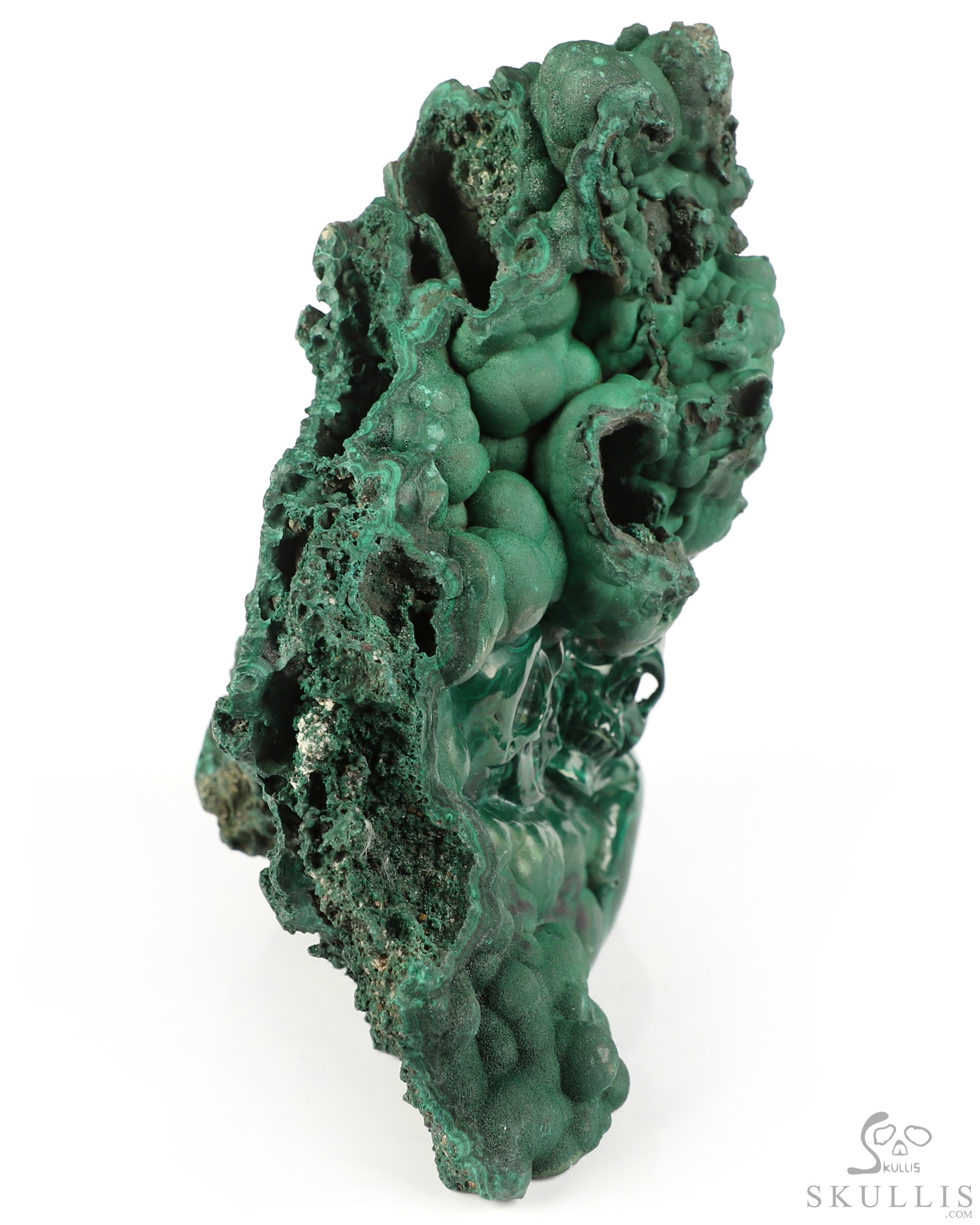 Gemstone 6.8" Malachite Hand Carved Crystal Skull Fine Art Sculpture, Crystal Healing Gemstone 6.8" Malachite Hand Carved Crystal Skull Fine Art Sculpture, Crystal Healing
