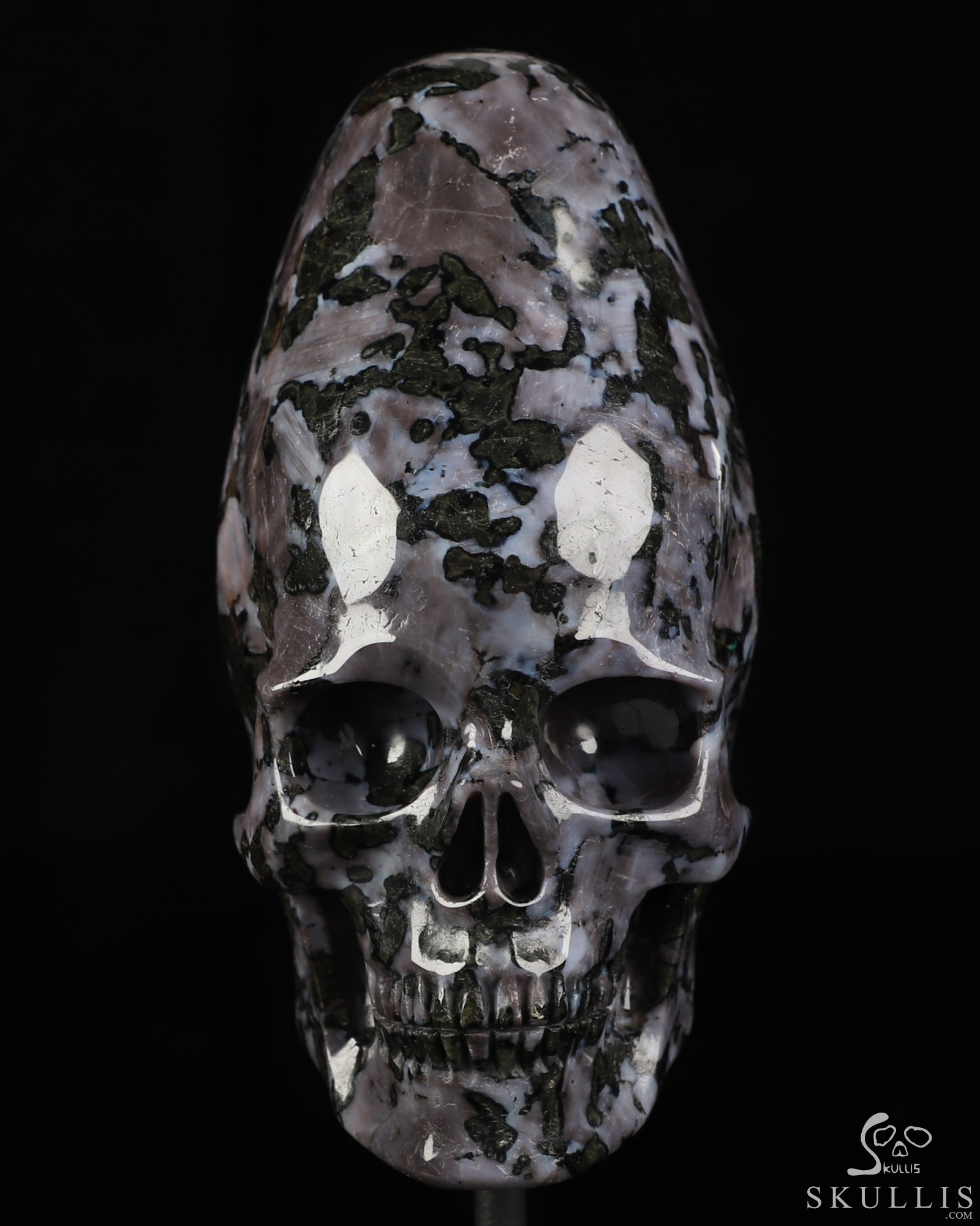 5.3" Gabbro Hand Carved Incan Crystal Skull Sculpture With Stand, Crystal Healing 5.3" Gabbro Hand Carved Incan Crystal Skull Sculpture With Stand, Crystal Healing