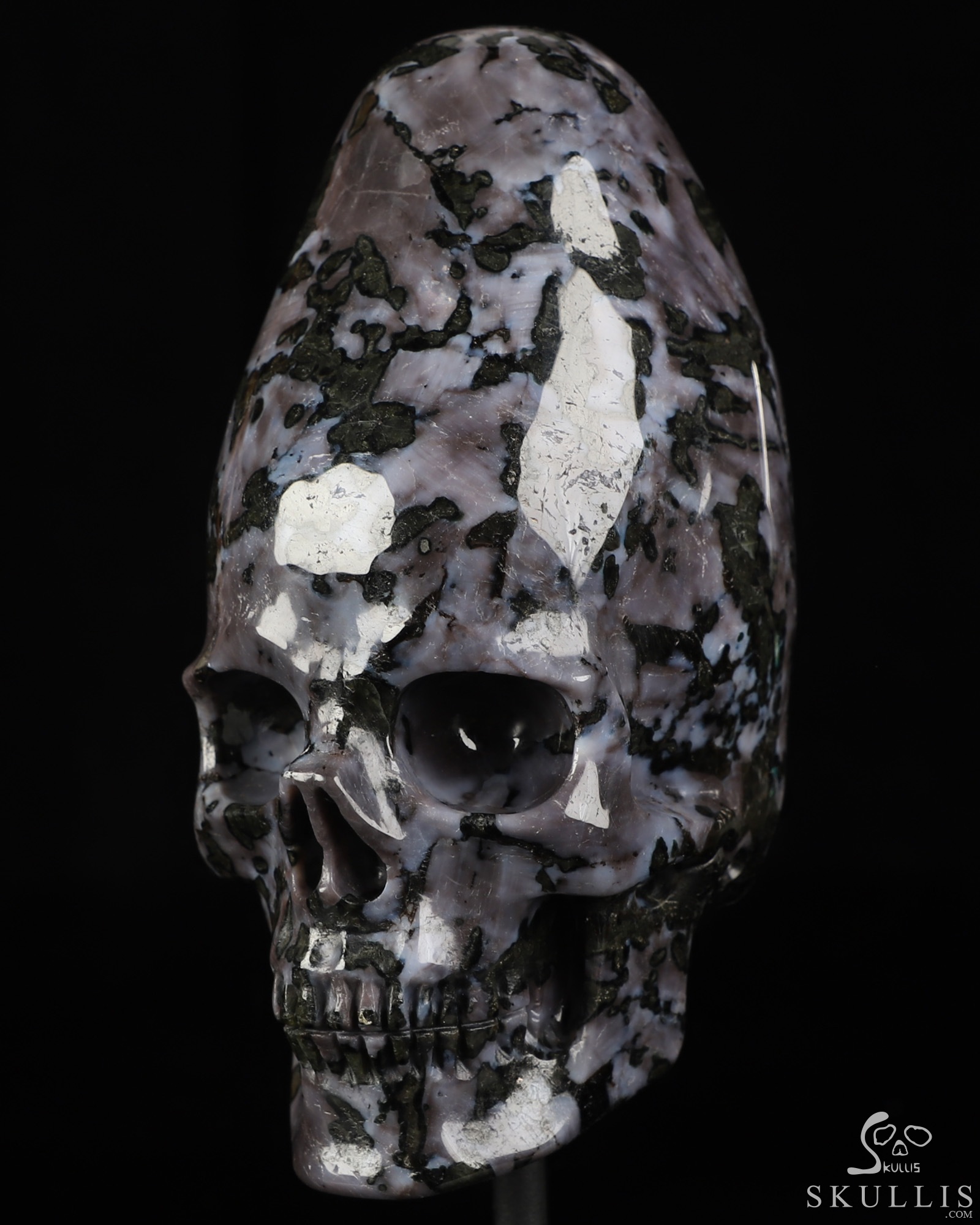 5.3" Gabbro Hand Carved Incan Crystal Skull Sculpture With Stand, Crystal Healing 5.3" Gabbro Hand Carved Incan Crystal Skull Sculpture With Stand, Crystal Healing