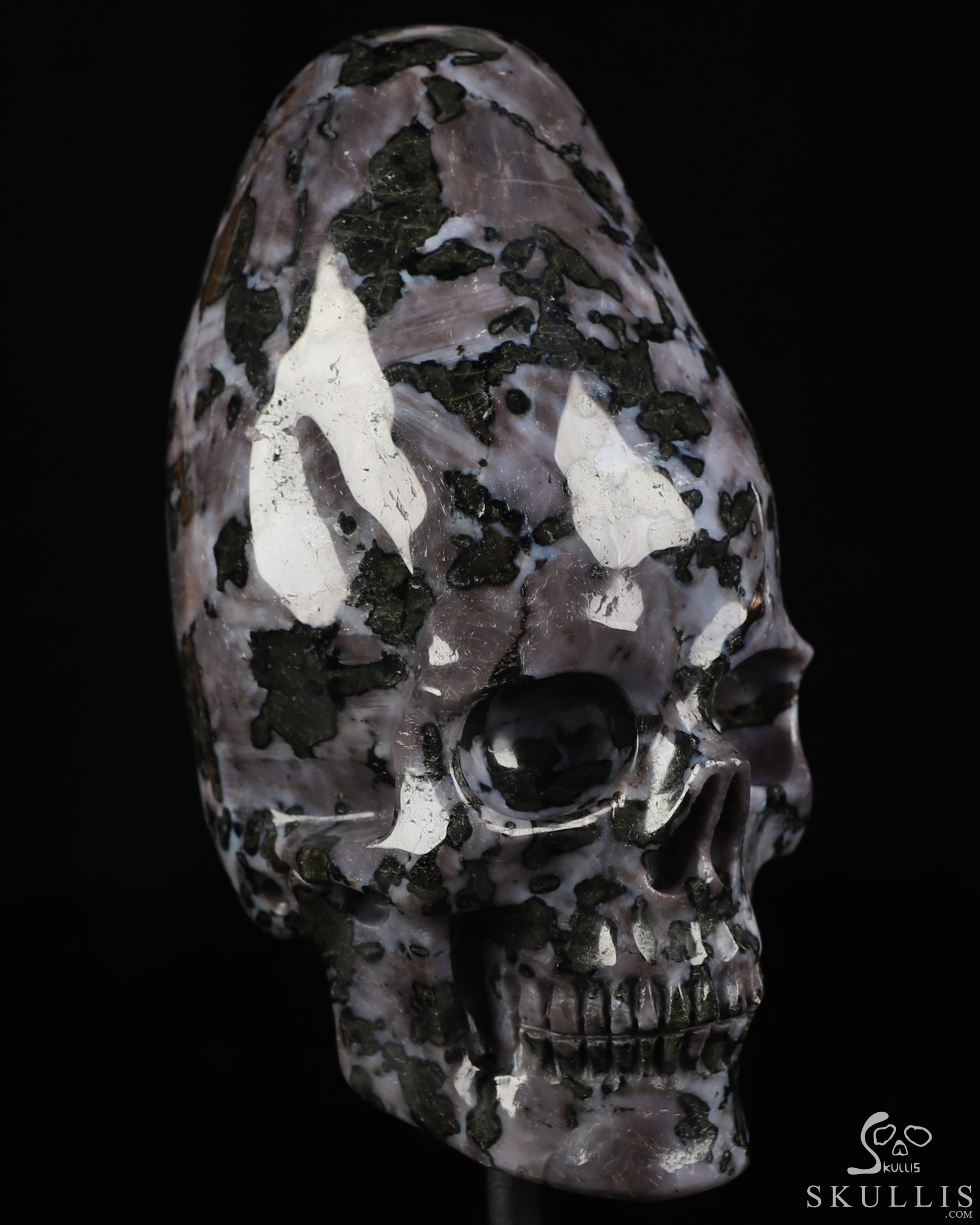 5.3" Gabbro Hand Carved Incan Crystal Skull Sculpture With Stand, Crystal Healing 5.3" Gabbro Hand Carved Incan Crystal Skull Sculpture With Stand, Crystal Healing