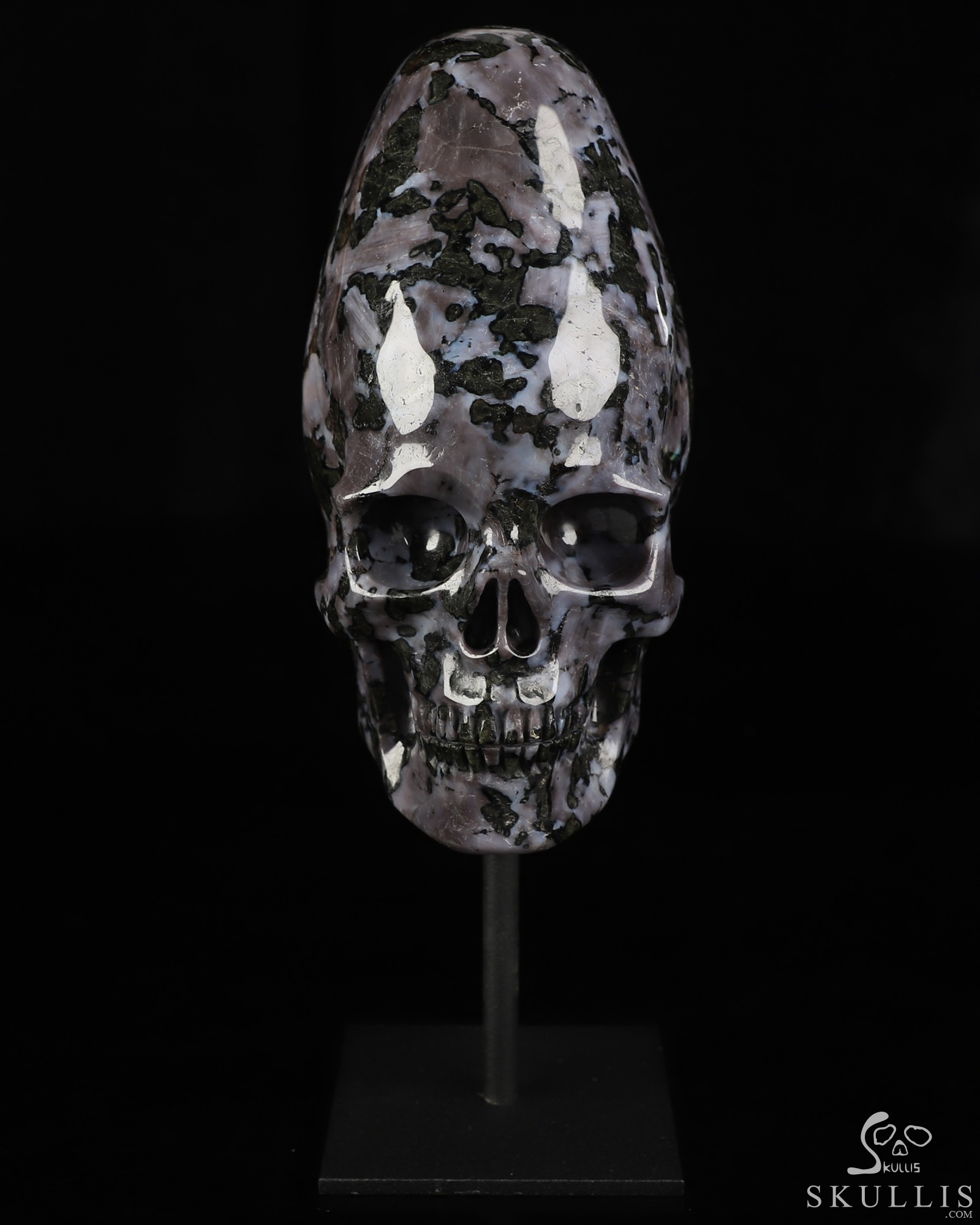 5.3" Gabbro Hand Carved Incan Crystal Skull Sculpture With Stand, Crystal Healing 5.3" Gabbro Hand Carved Incan Crystal Skull Sculpture With Stand, Crystal Healing