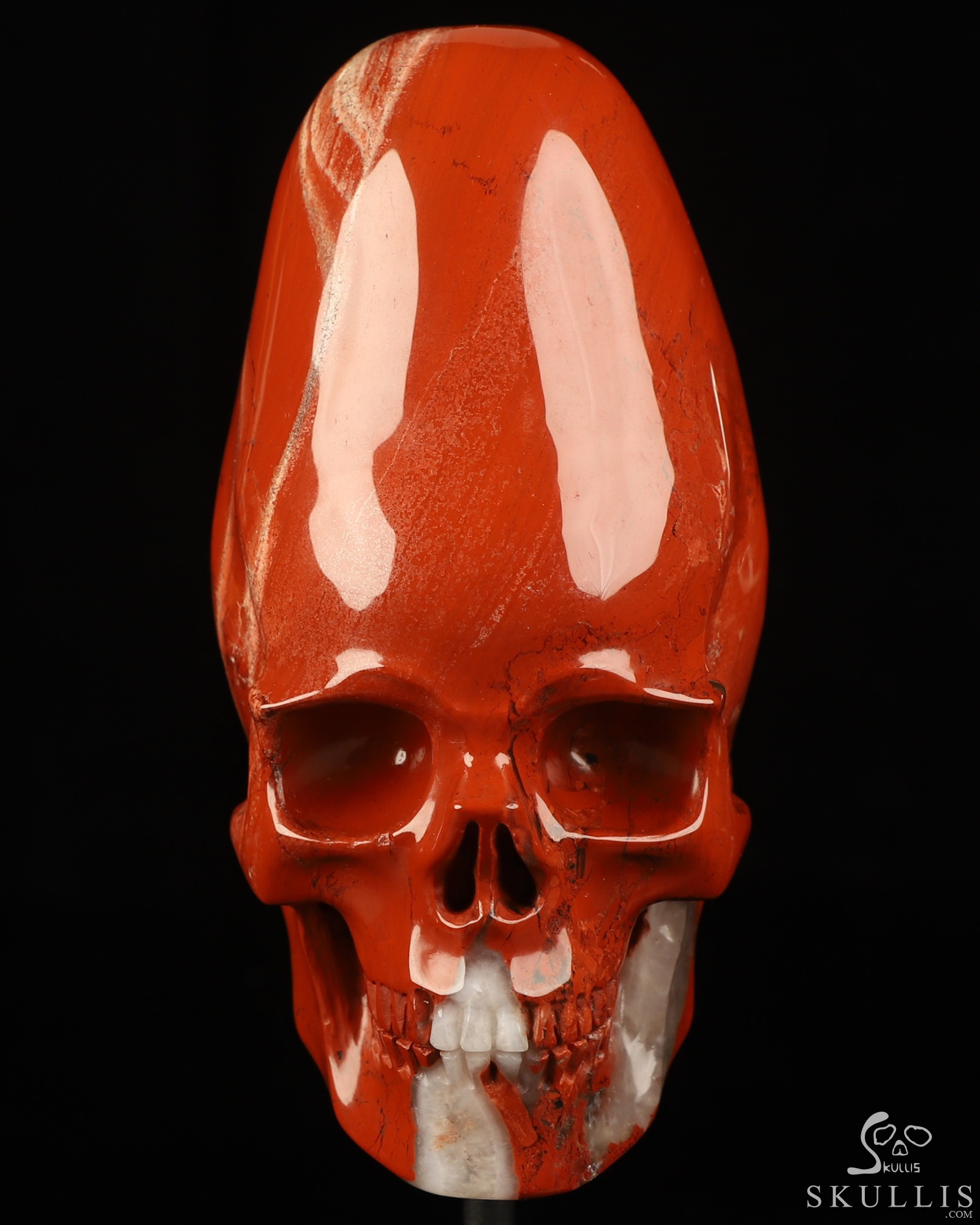 5.3" Red Jasper Hand Carved Incan Crystal Skull Sculpture With Stand, Crystal Healing 5.3" Red Jasper Hand Carved Incan Crystal Skull Sculpture With Stand, Crystal Healing