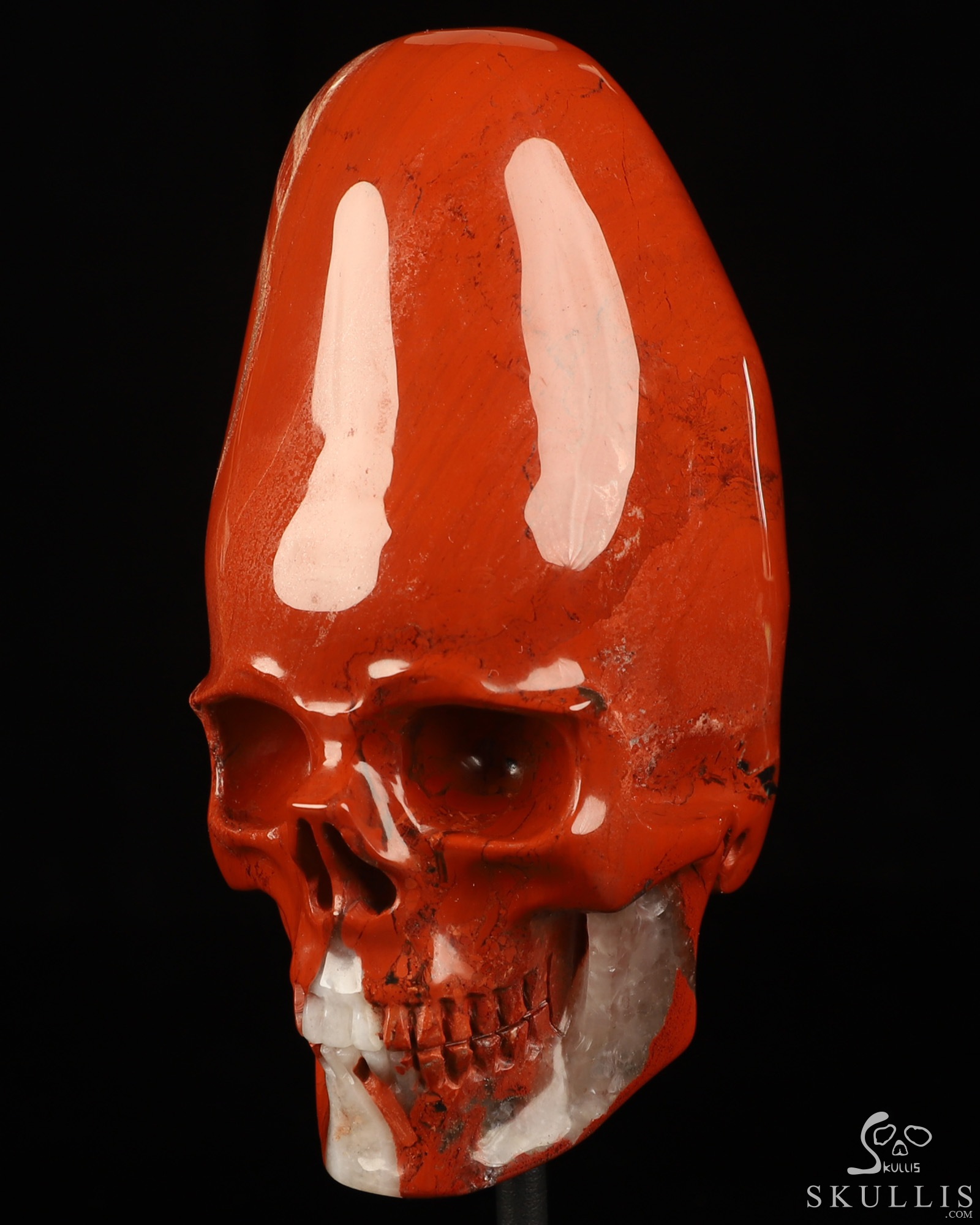 5.3" Red Jasper Hand Carved Incan Crystal Skull Sculpture With Stand, Crystal Healing 5.3" Red Jasper Hand Carved Incan Crystal Skull Sculpture With Stand, Crystal Healing