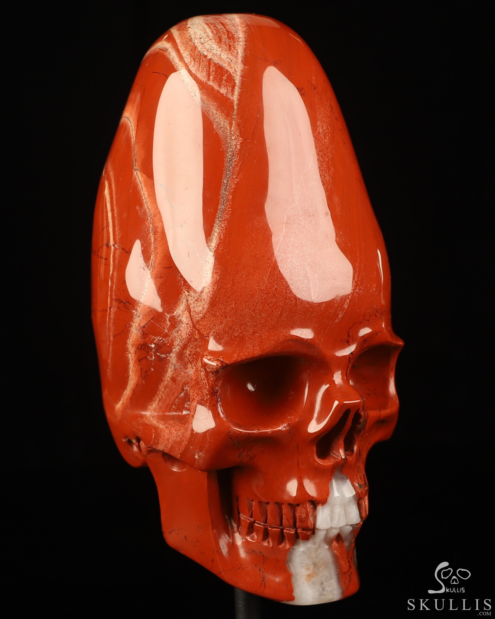 5.3" Red Jasper Hand Carved Incan Crystal Skull Sculpture With Stand, Crystal Healing 5.3" Red Jasper Hand Carved Incan Crystal Skull Sculpture With Stand, Crystal Healing