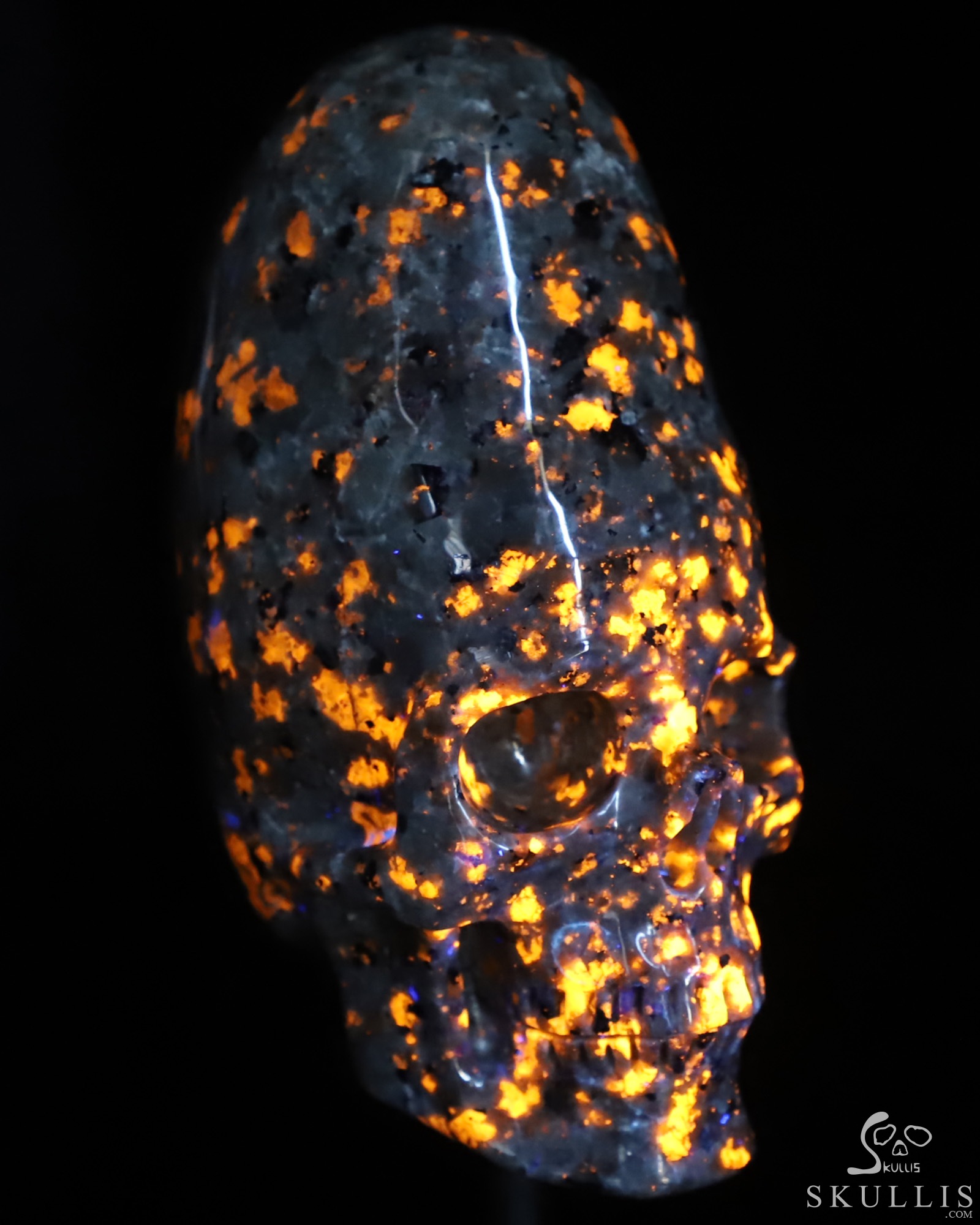 5.3" Yooperlites Hand Carved Incan Crystal Skull Sculpture With Stand, Crystal Healing 5.3" Yooperlites Hand Carved Incan Crystal Skull Sculpture With Stand, Crystal Healing