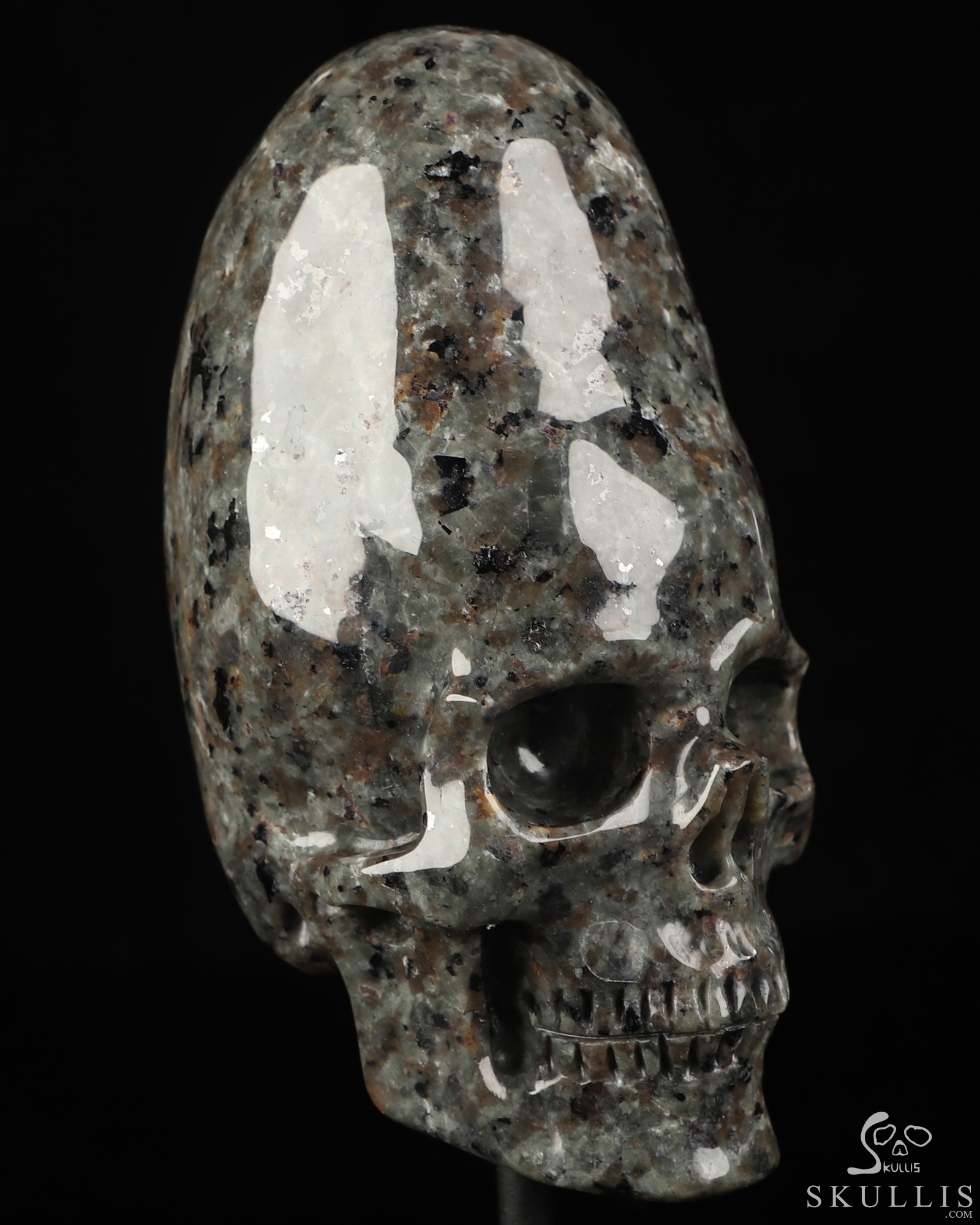 5.3" Yooperlites Hand Carved Incan Crystal Skull Sculpture With Stand, Crystal Healing 5.3" Yooperlites Hand Carved Incan Crystal Skull Sculpture With Stand, Crystal Healing