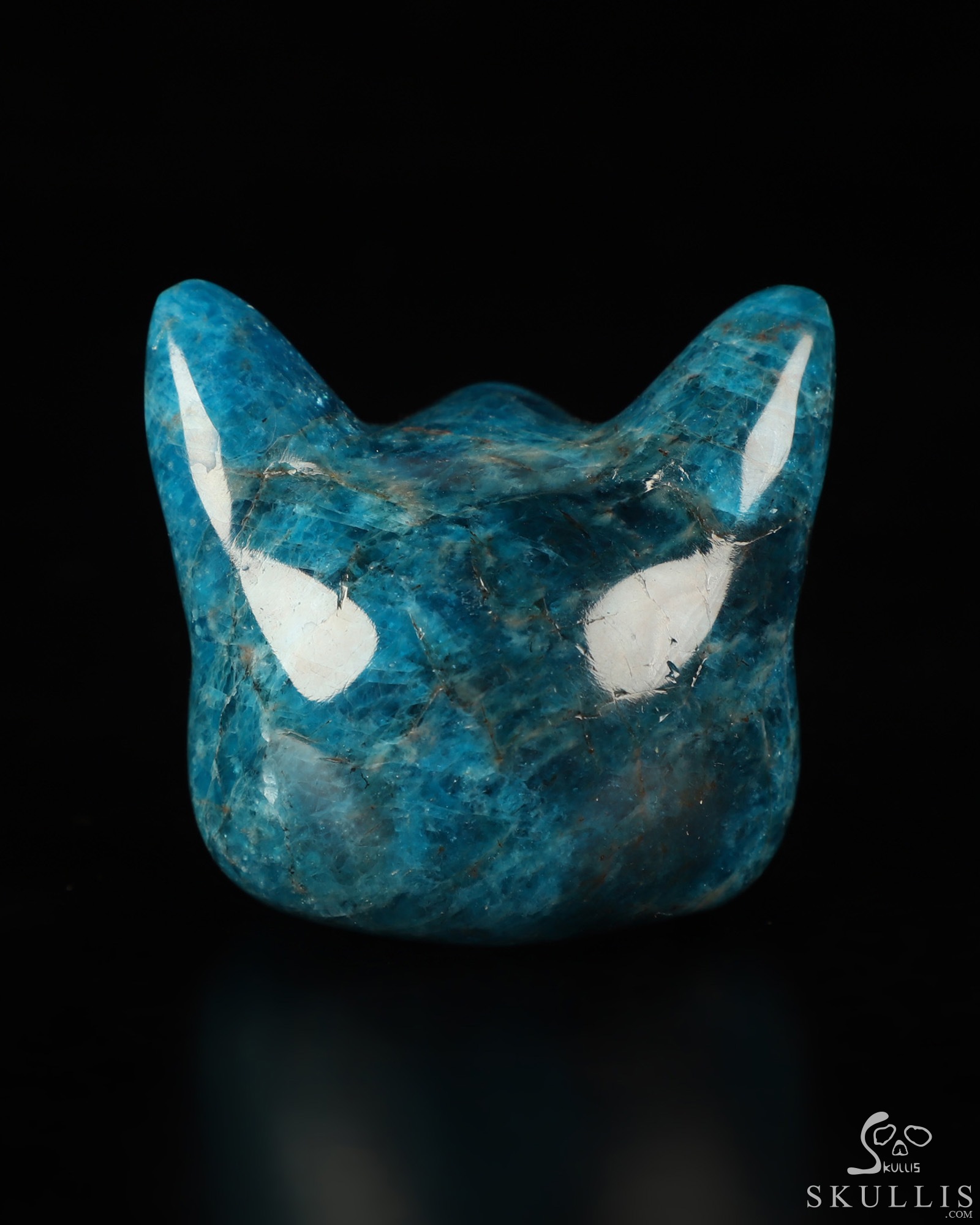 2.0" Blue Apatite Hand Carved Crystal Cat Fine Art Sculpture, Crystal Healing 2.0" Blue Apatite Hand Carved Crystal Cat Fine Art Sculpture, Crystal Healing