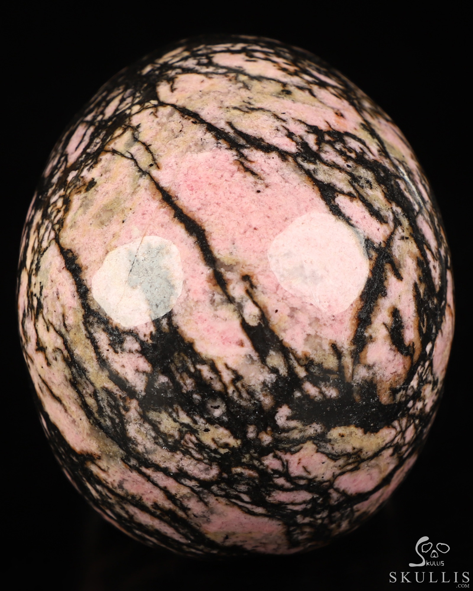 3.9" Pink & Black Rhodonite Hand Carved Crystal Skull, Realistic, Crystal Healing 3.9" Pink & Black Rhodonite Hand Carved Crystal Skull, Realistic, Crystal Healing