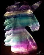 Rainbow 4.4" Fluorite Carved Crystal Unicorn, Crystal Healing