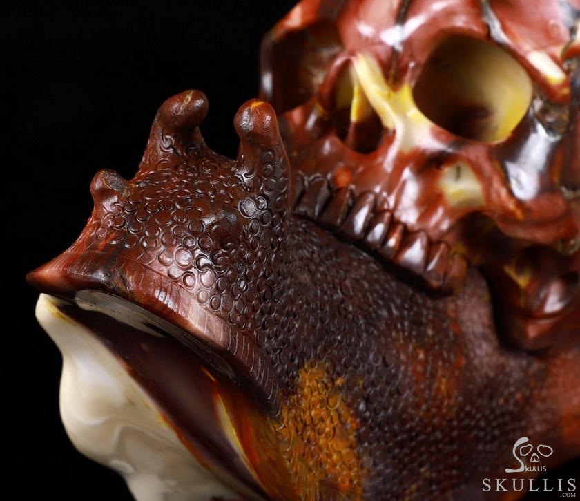 Giant 10.4" Mookaite Jasper Carved Crystal Skull With Snail Sculpture, Crystal Healing Giant 10.4" Mookaite Jasper Carved Crystal Skull With Snail Sculpture, Crystal Healing