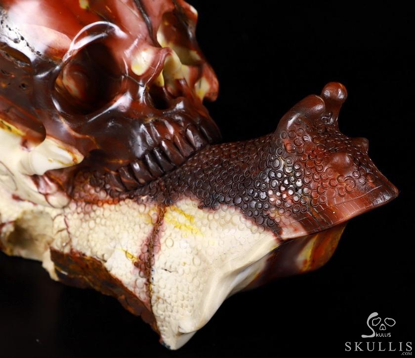 Giant 10.4" Mookaite Jasper Carved Crystal Skull With Snail Sculpture, Crystal Healing Giant 10.4" Mookaite Jasper Carved Crystal Skull With Snail Sculpture, Crystal Healing