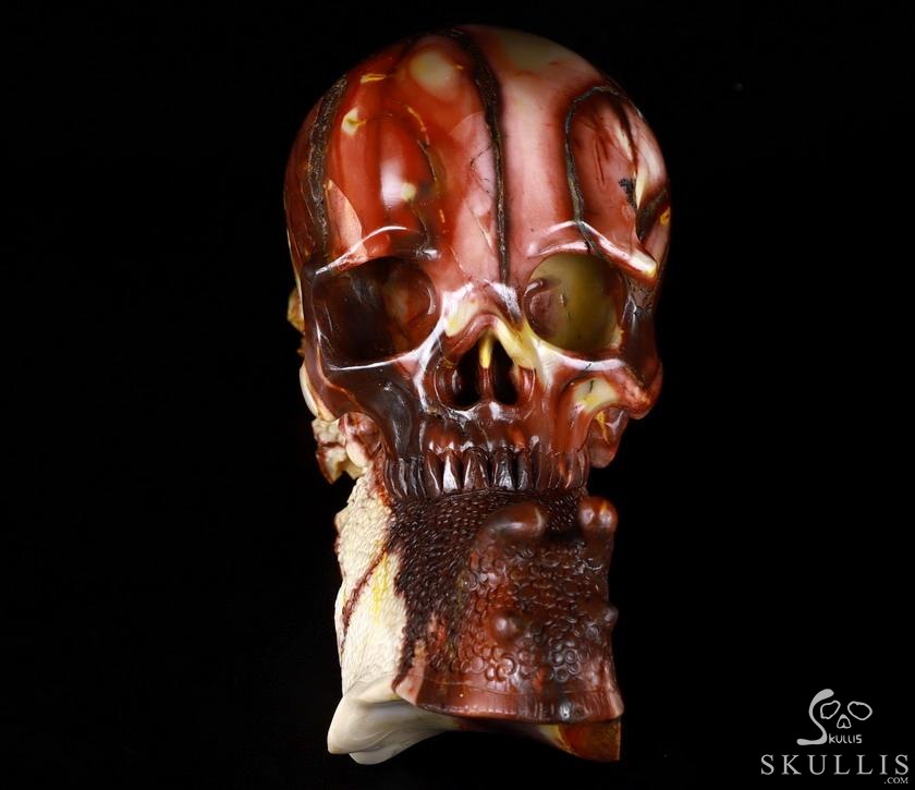 Giant 10.4" Mookaite Jasper Carved Crystal Skull With Snail Sculpture, Crystal Healing Giant 10.4" Mookaite Jasper Carved Crystal Skull With Snail Sculpture, Crystal Healing