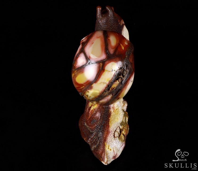 Giant 10.4" Mookaite Jasper Carved Crystal Skull With Snail Sculpture, Crystal Healing Giant 10.4" Mookaite Jasper Carved Crystal Skull With Snail Sculpture, Crystal Healing