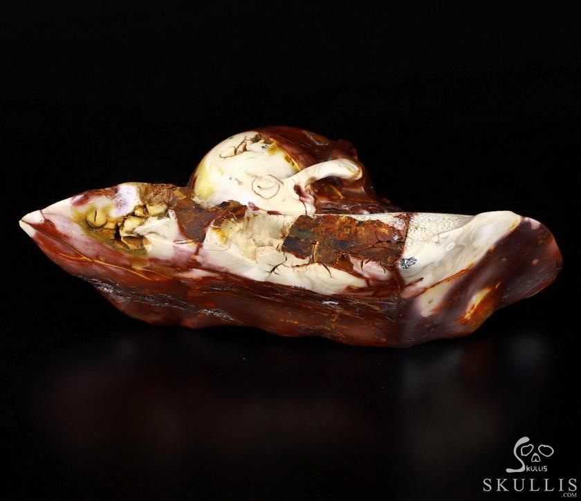 Giant 10.4" Mookaite Jasper Carved Crystal Skull With Snail Sculpture, Crystal Healing Giant 10.4" Mookaite Jasper Carved Crystal Skull With Snail Sculpture, Crystal Healing