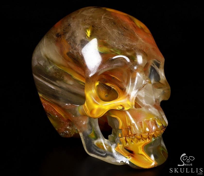 5.0" Smelted Quartz Carved Crystal Skull, Super Realistic, Crystal Healing 5.0" Smelted Quartz Carved Crystal Skull, Super Realistic, Crystal Healing