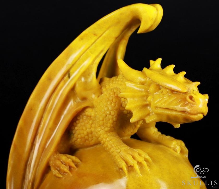 Amazing Huge 7.2" Huanglong Jade Carved Crystal Skull & Fire-Breathing Dragon Sculpture, Crystal Healing Amazing Huge 7.2" Huanglong Jade Carved Crystal Skull & Fire-Breathing Dragon Sculpture, Crystal Healing