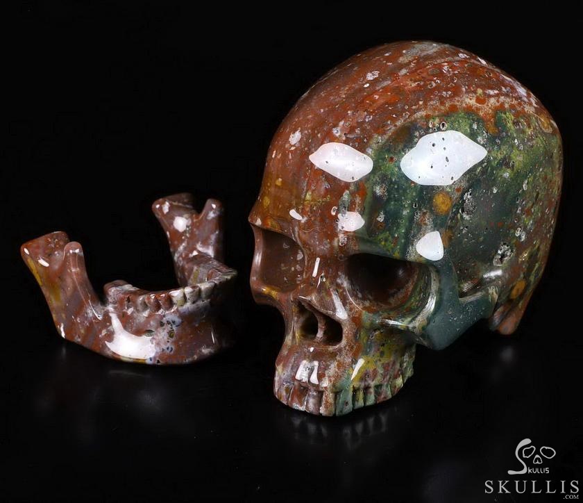 Gemstone 5.0" Indian Agate Carved Crystal Detachable Skull,, Super Realistic, Crystal Healing Gemstone 5.0" Indian Agate Carved Crystal Detachable Skull,, Super Realistic, Crystal Healing
