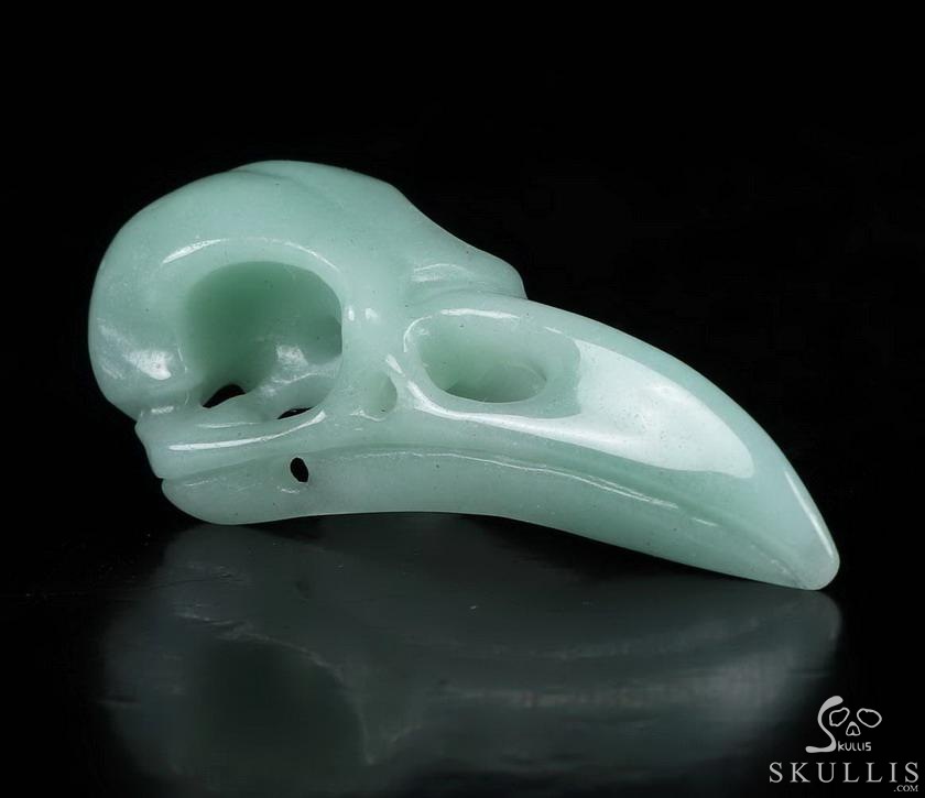 726G Blue Aventurine Crystal Rams Skull on Human Skull