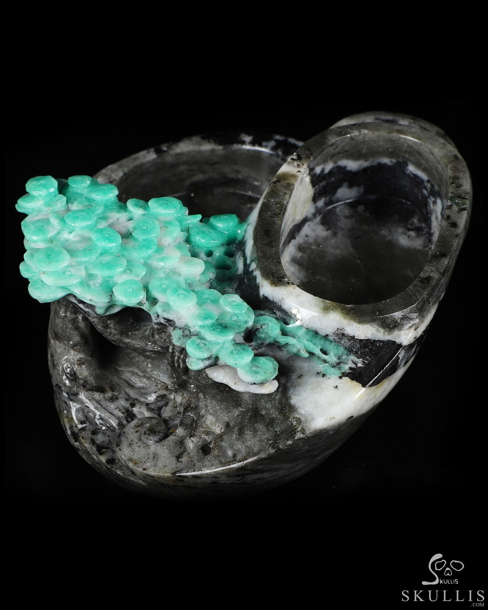 Gemstone 5.3" Emerald Carved Crystal Ashtray, Crystal Healing Gemstone 5.3" Emerald Carved Crystal Ashtray, Crystal Healing