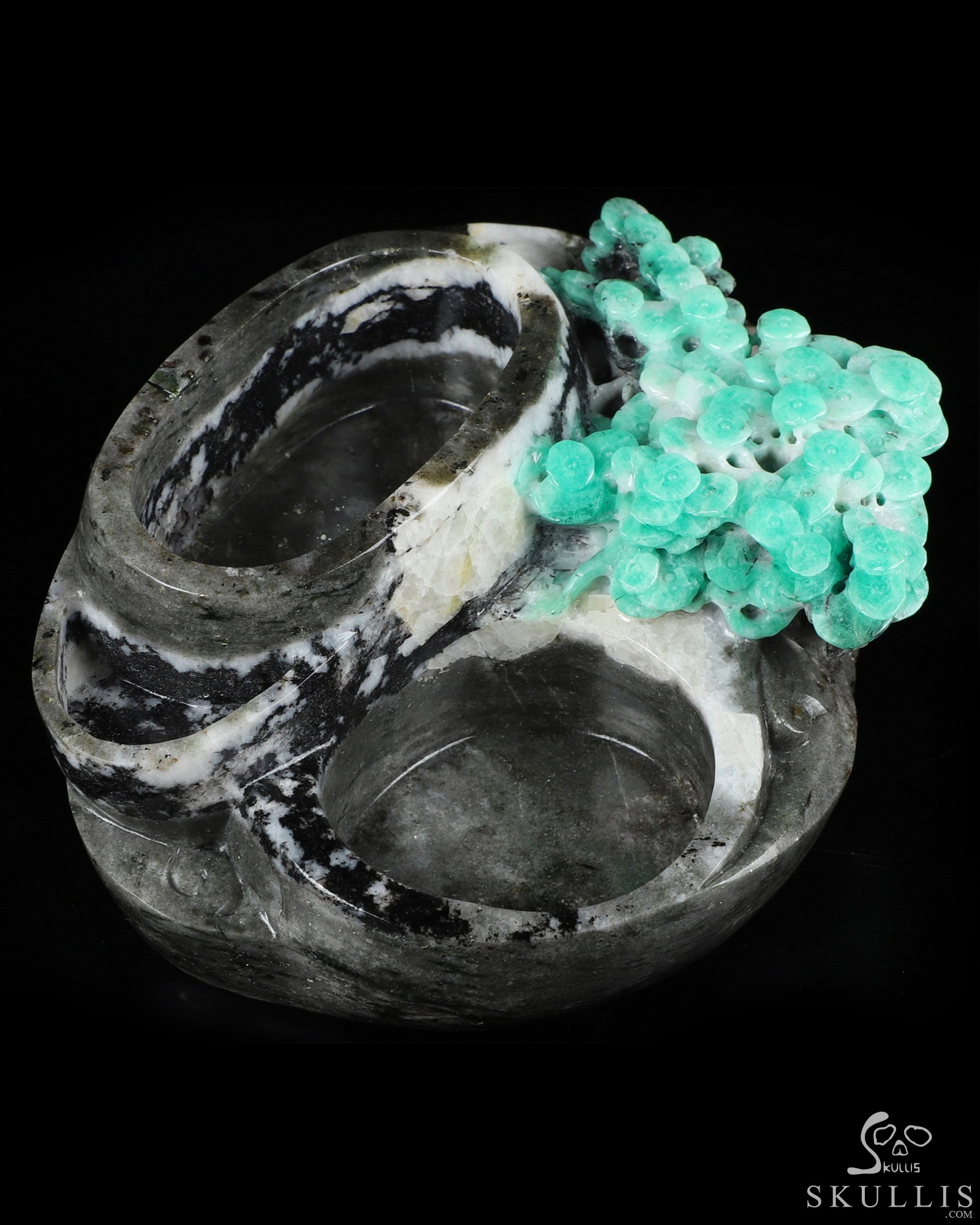 Gemstone 5.3" Emerald Carved Crystal Ashtray, Crystal Healing Gemstone 5.3" Emerald Carved Crystal Ashtray, Crystal Healing