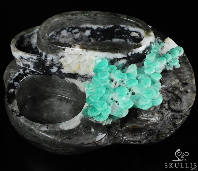 Gemstone 5.3" Emerald Carved Crystal Ashtray, Crystal Healing Gemstone 5.3" Emerald Carved Crystal Ashtray, Crystal Healing