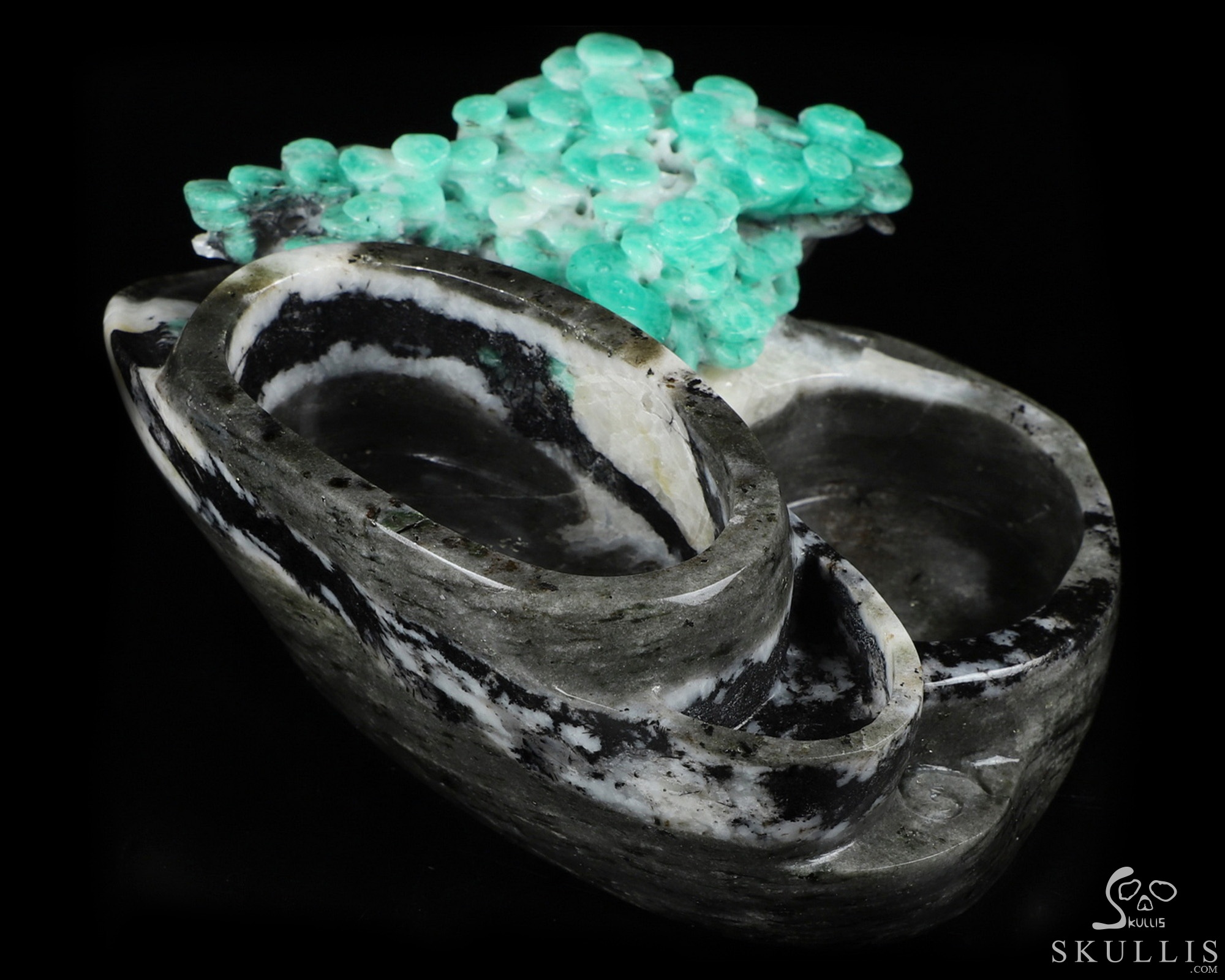 Gemstone 5.3" Emerald Carved Crystal Ashtray, Crystal Healing Gemstone 5.3" Emerald Carved Crystal Ashtray, Crystal Healing