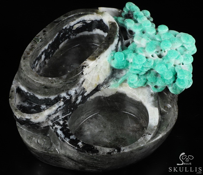Gemstone 5.3" Emerald Carved Crystal Ashtray, Crystal Healing Gemstone 5.3" Emerald Carved Crystal Ashtray, Crystal Healing