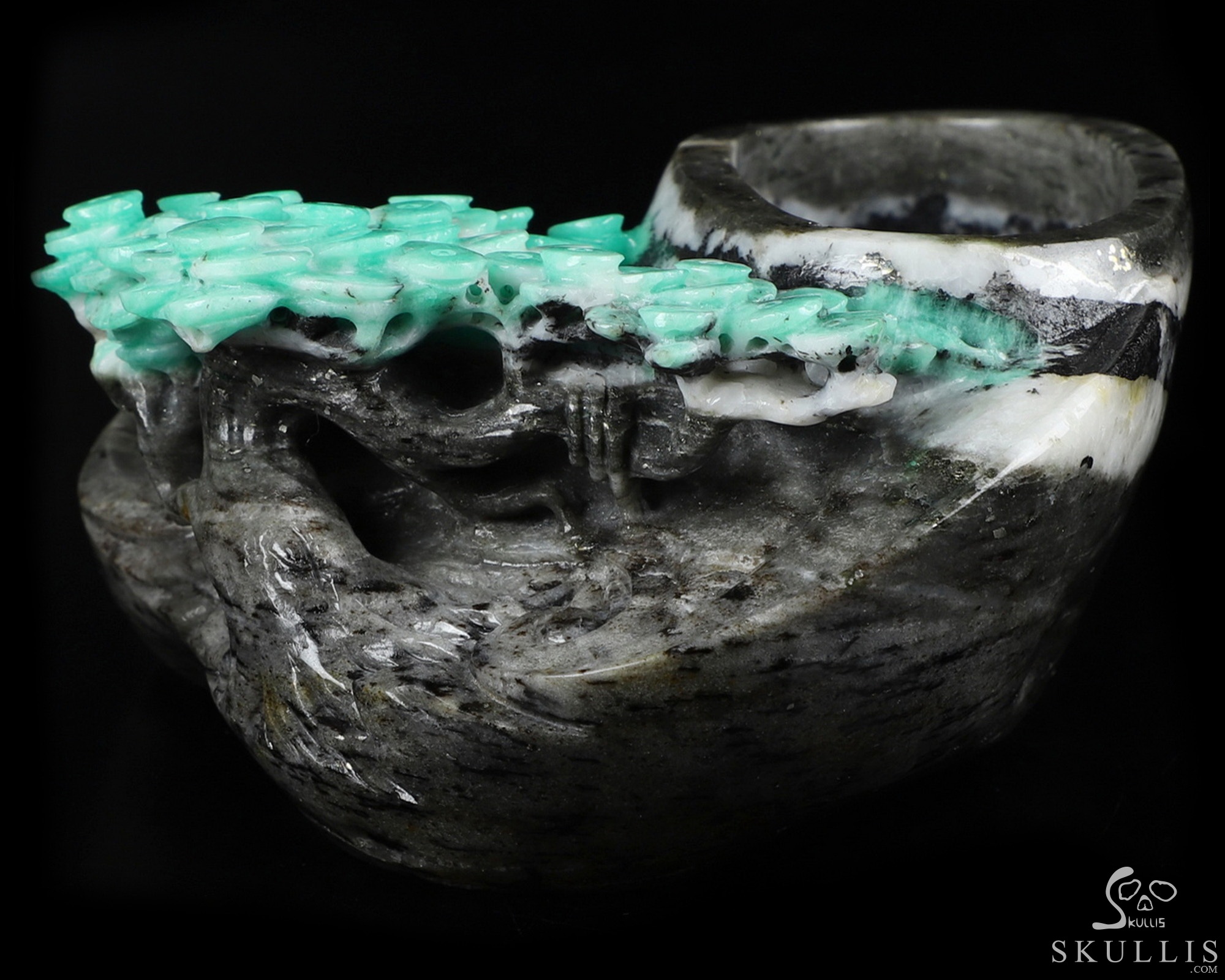 Gemstone 5.3" Emerald Carved Crystal Ashtray, Crystal Healing Gemstone 5.3" Emerald Carved Crystal Ashtray, Crystal Healing