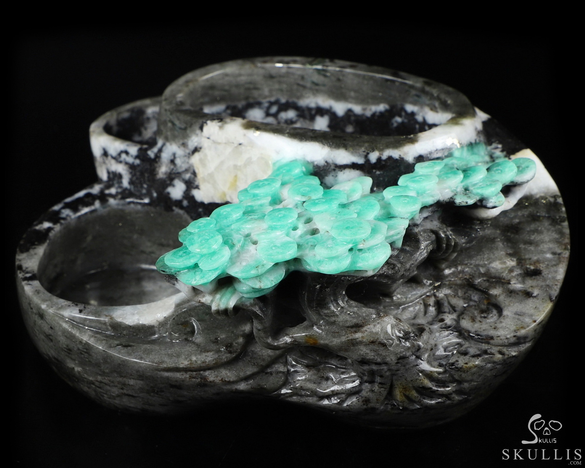 Gemstone 5.3" Emerald Carved Crystal Ashtray, Crystal Healing Gemstone 5.3" Emerald Carved Crystal Ashtray, Crystal Healing