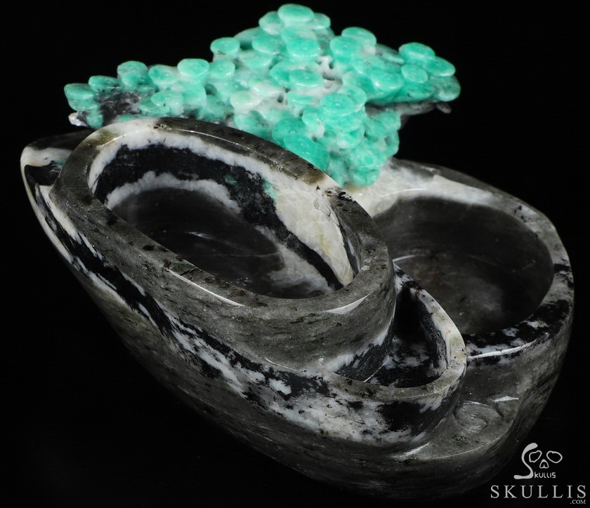 Gemstone 5.3" Emerald Carved Crystal Ashtray, Crystal Healing Gemstone 5.3" Emerald Carved Crystal Ashtray, Crystal Healing