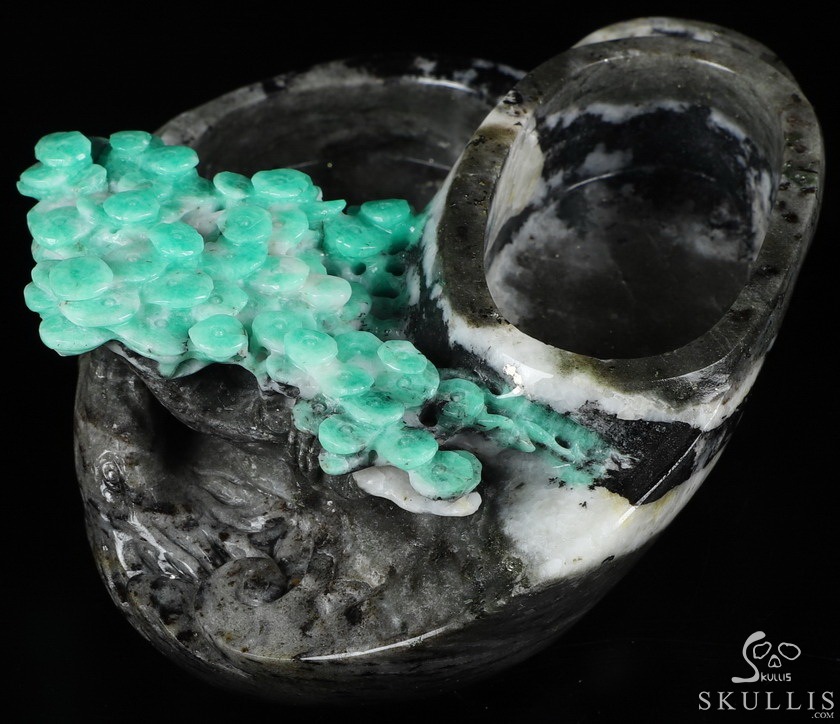 Gemstone 5.3" Emerald Carved Crystal Ashtray, Crystal Healing Gemstone 5.3" Emerald Carved Crystal Ashtray, Crystal Healing
